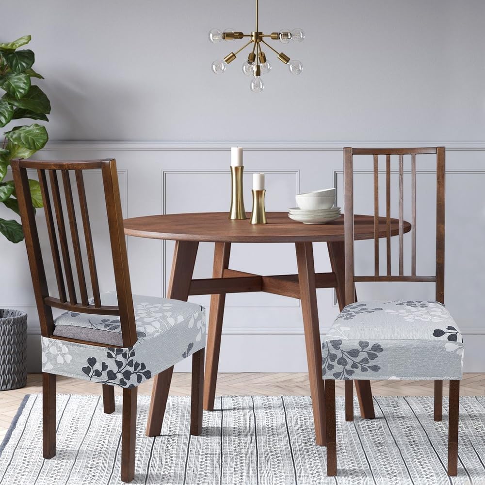 SearchI Juego de 6 fundas elásticas para asiento de silla de comedor, suaves, extraíbles y lavables, de poliéster, elastano, geométricas y flores