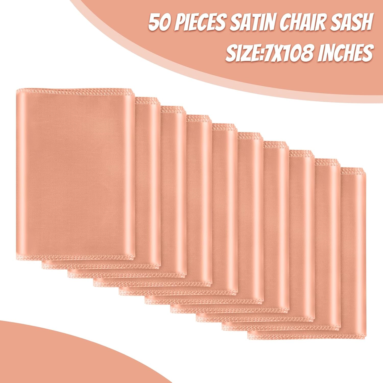 50 cintas universales de satén de color oro rosa para silla, lazos traseros para bodas, fiestas, recepciones, eventos, banquetes, hoteles, eventos,