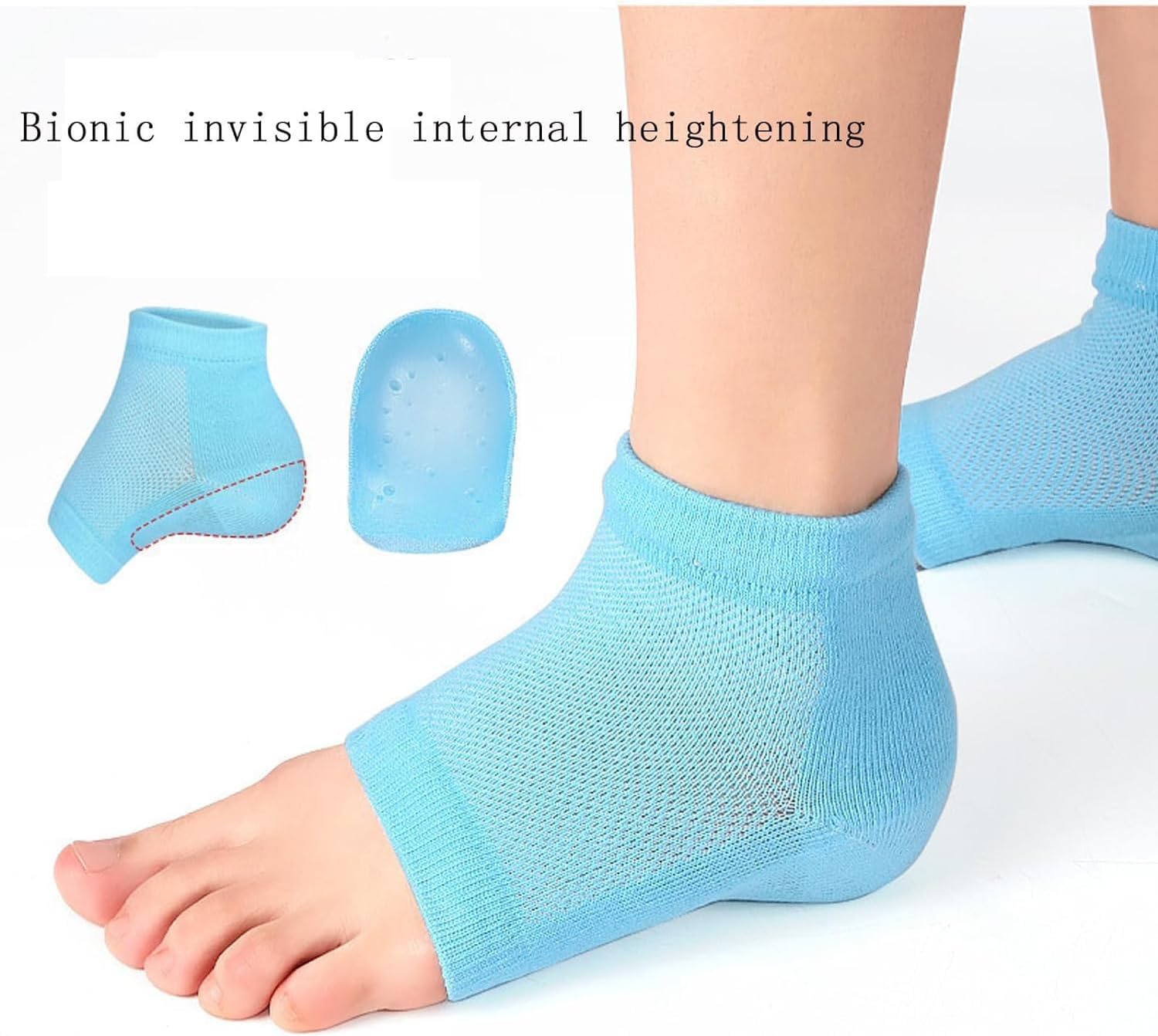 Calcetines de altura máxima, plantillas de altura máxima de 3 pulgadas, inserto de zapato de 3 pulgadas, plantillas de aumento de media altura,