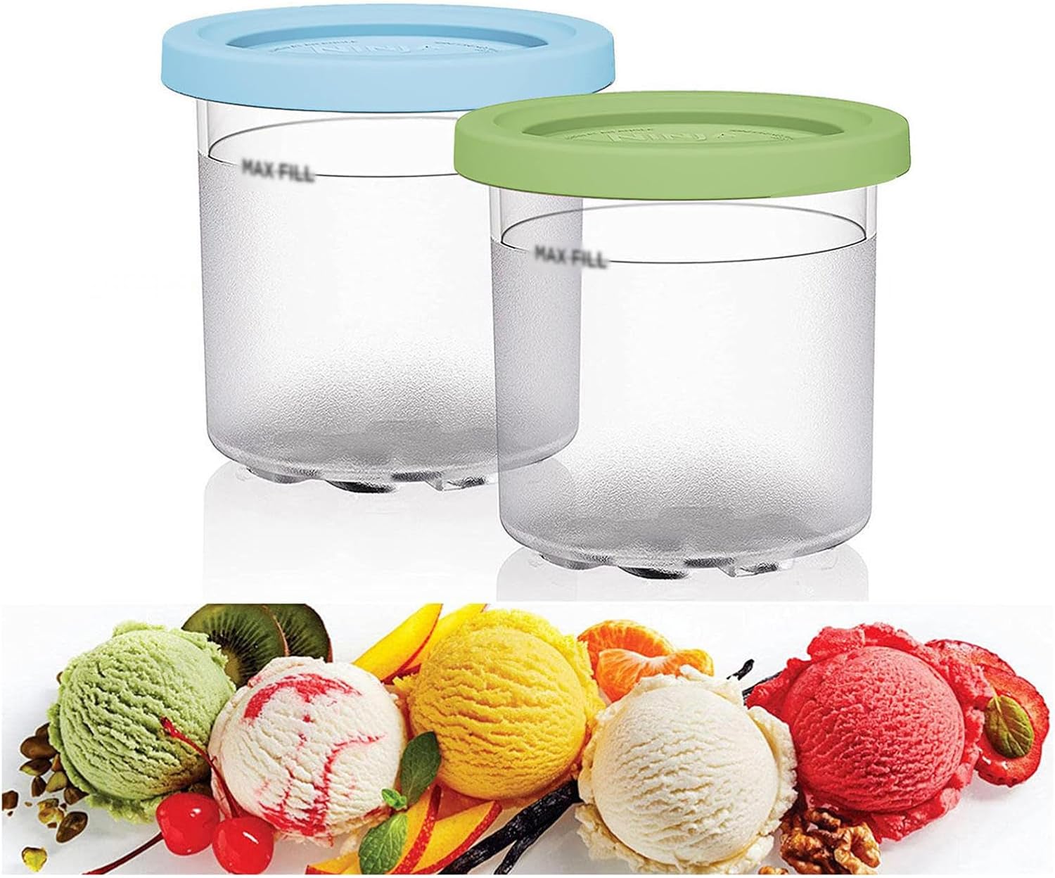 EVANEM 246 Pintas Creami Deluxe, para tazas de Creami Ninja, recipientes de crema reutilizables de 16 onzas, a prueba de hojas, compatibles con la