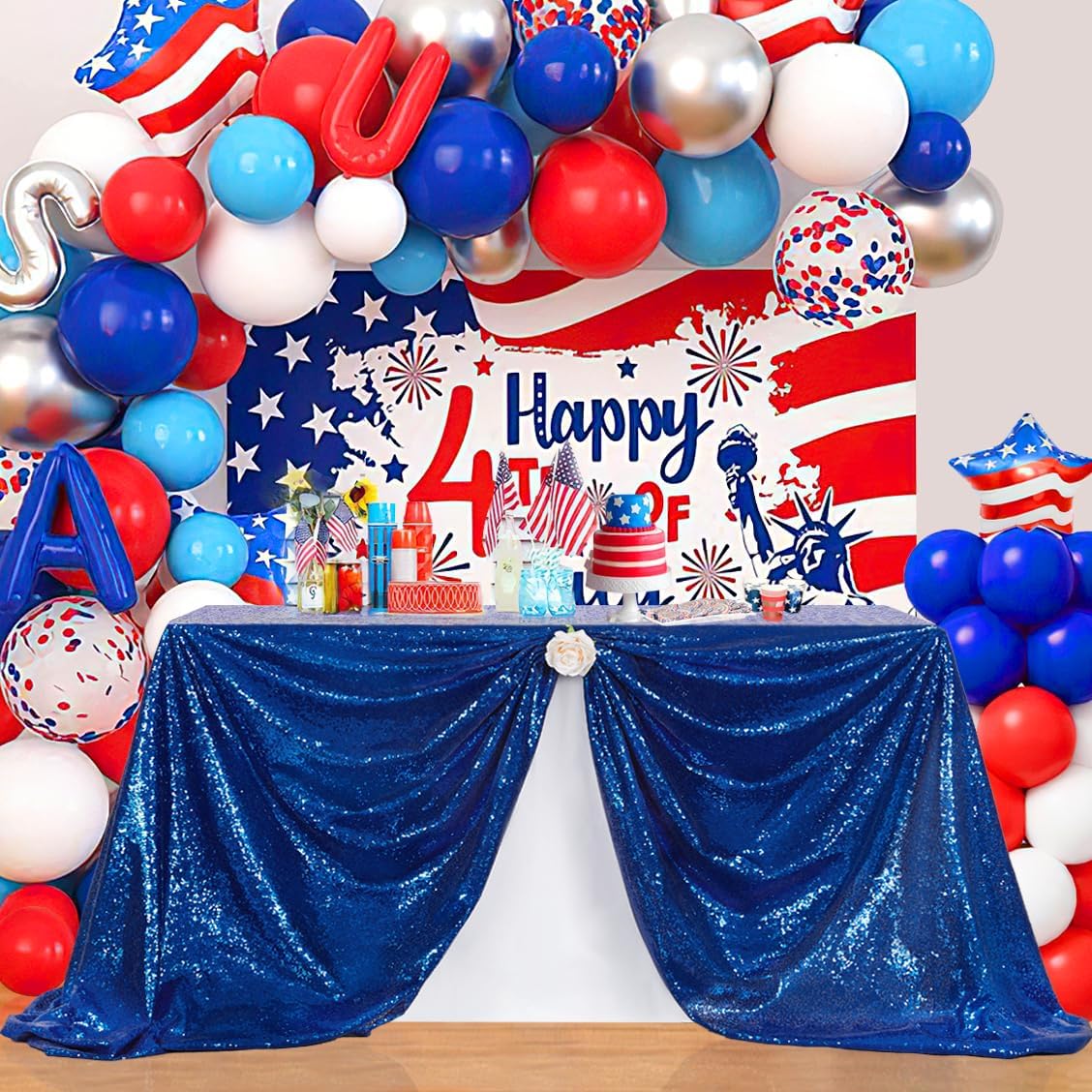 B-COOL Mantel rectangular de lentejuelas color azul rey brillante de lino con purpurina de 50 x 80 pulgadas para bodas, fiestas, banquetes, Día de