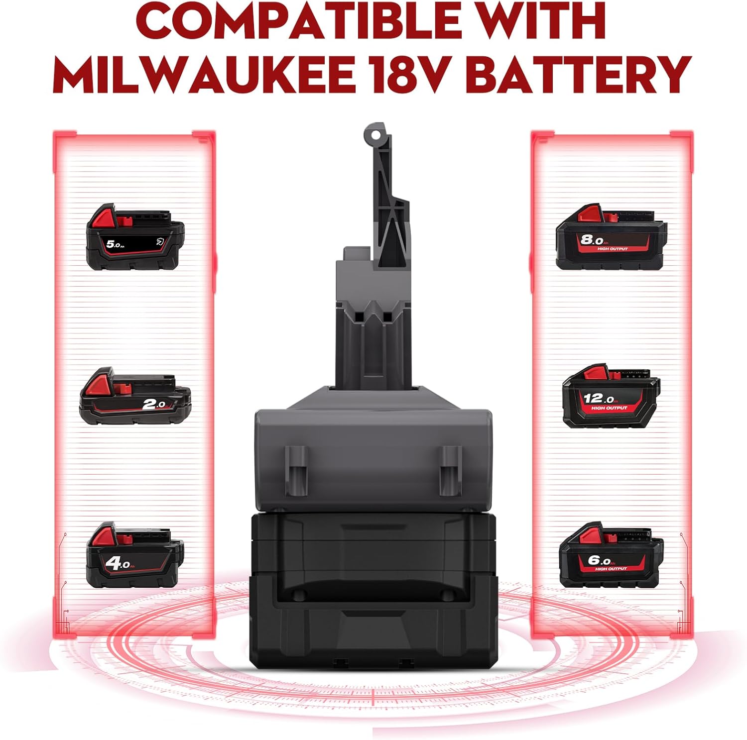 Adaptador para Dyson V7V8 Compatible con Milwaukee M18 18V Batería Convertir a Dyson V7 V8 Animal Motorhead Absolute Stick Aspirador inalámbrico con