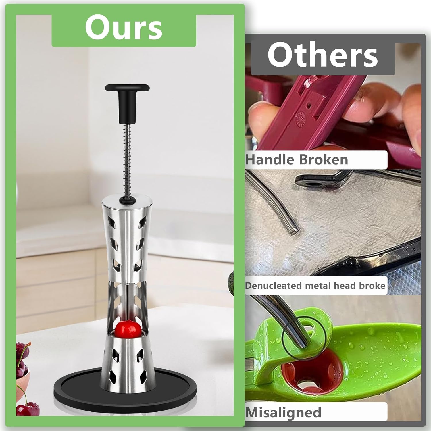 Cherry Pitter, herramienta de eliminación de semillas de cereza duradera 2023, herramienta de descorazonador de cerezas, removedor multifuncional de