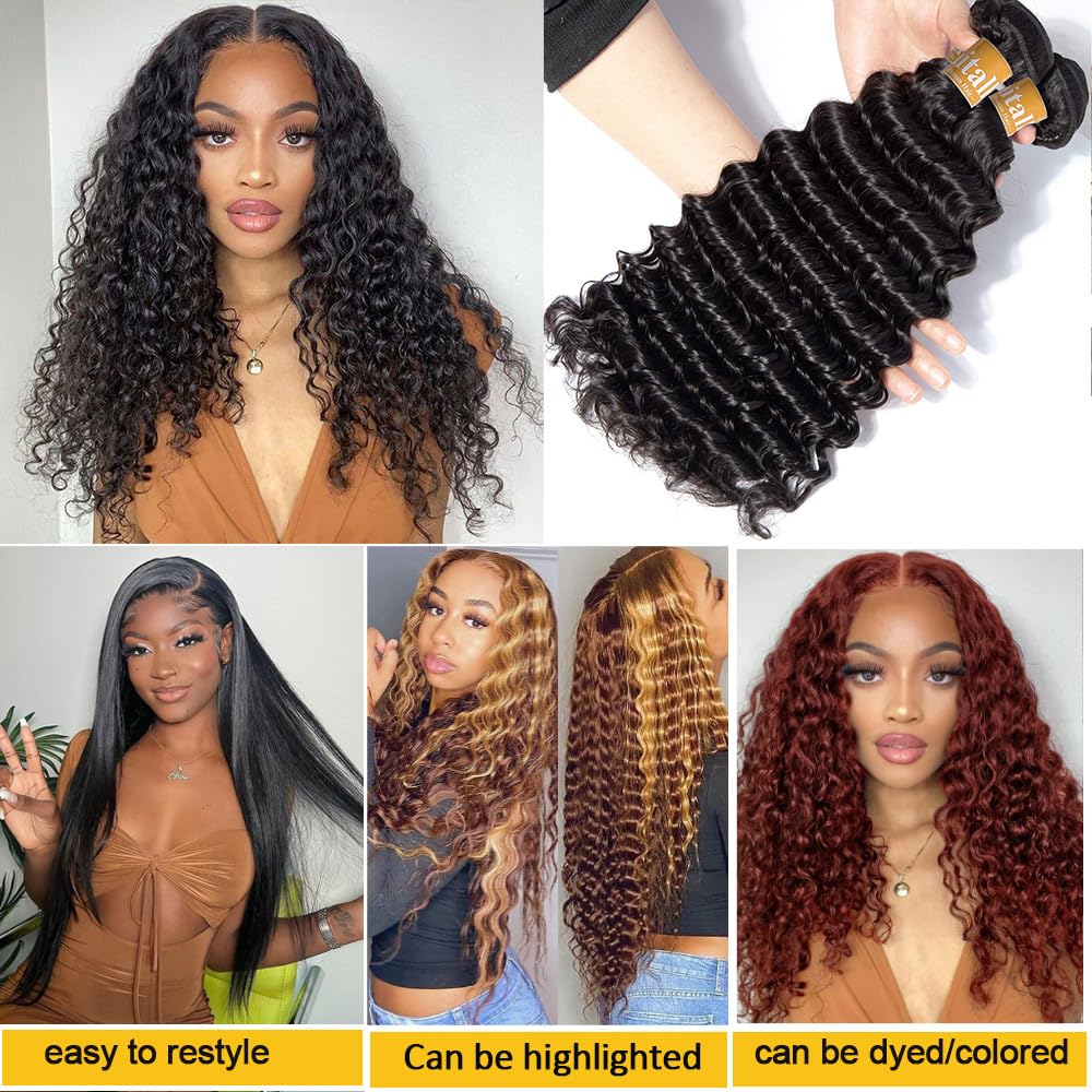 1 paquete de cabello humano virgen brasileño 100% sin procesar, 10A, cabello humano rizado profundo, ondulado, 20 pulgadas, color negro natural