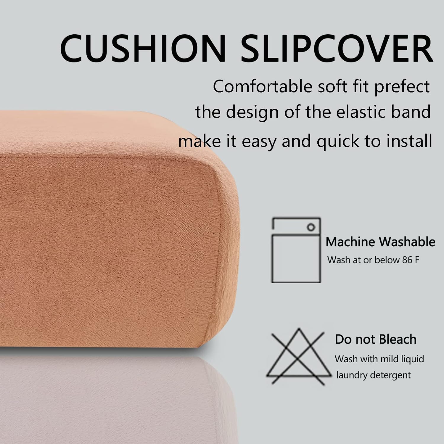 U-NICE HOME Individual Couch Cushion Covers for Sofa Seat Cushion Protector Sets with Soft Velour Fabric(Loveseat Cushion Covers,Camel)