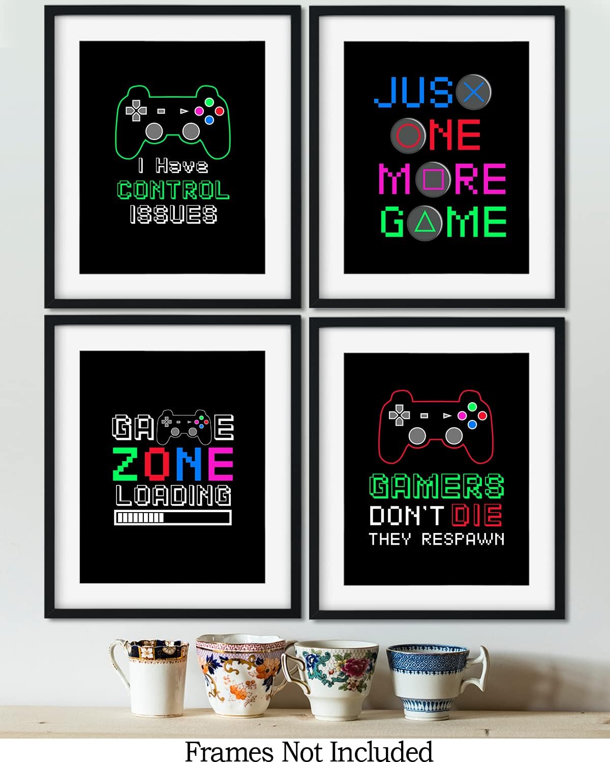 Decoración de sala de juegos para niños, cosas geniales para tu habitación, cueva de hombre, dormitorio, sala de juegos o bar, juego de 4 accesorios