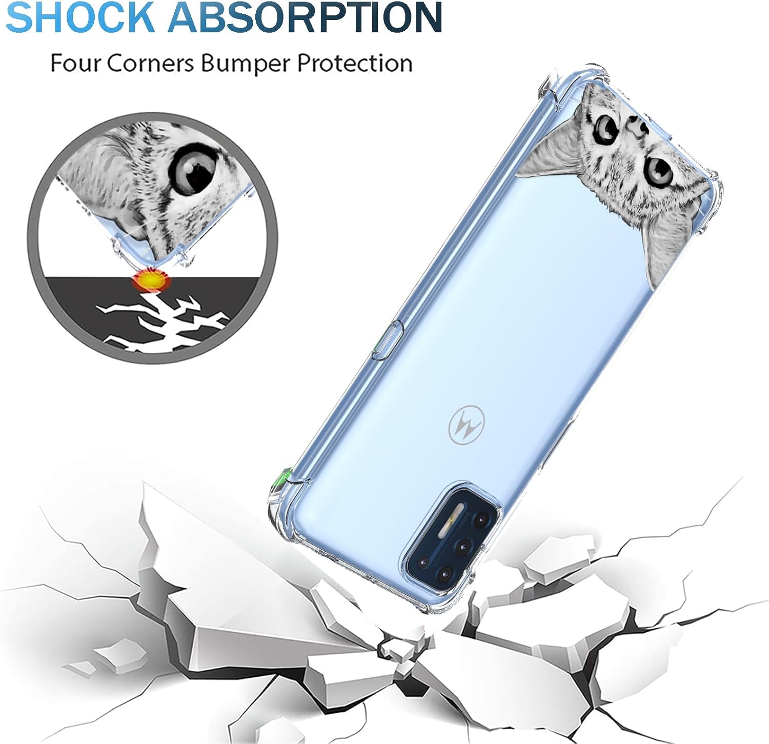 Funda transparente para Moto G Stylus 2021 con bonito diseño de gato de dibujos animados, TPU suave, a prueba de golpes, antiarañazos, funda