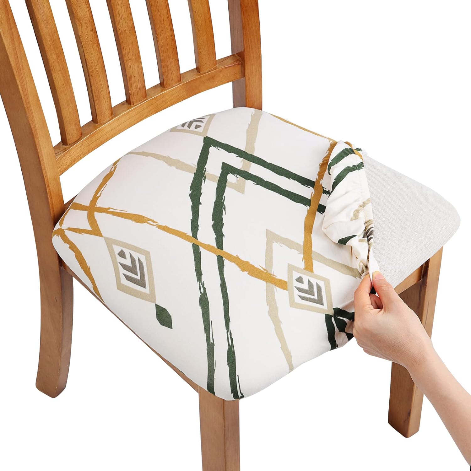 Fuloon Juego de 6 fundas elásticas para sillas de comedor, extraíbles y lavables, antipolvo, fundas protectoras para sillas de comedor (6, rayas