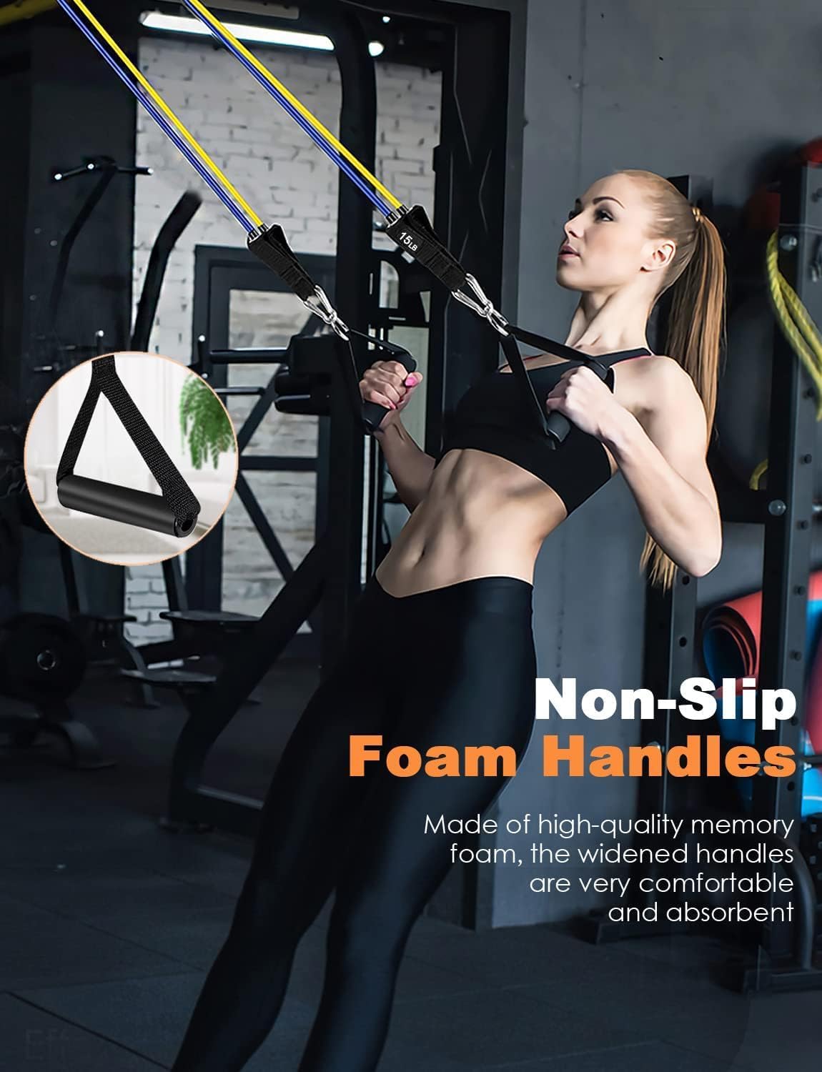 WHATAFIT Bandas de resistencia, bandas de ejercicio, bandas de resistencia para entrenamiento, bandas de entrenamiento con asas para hombres y