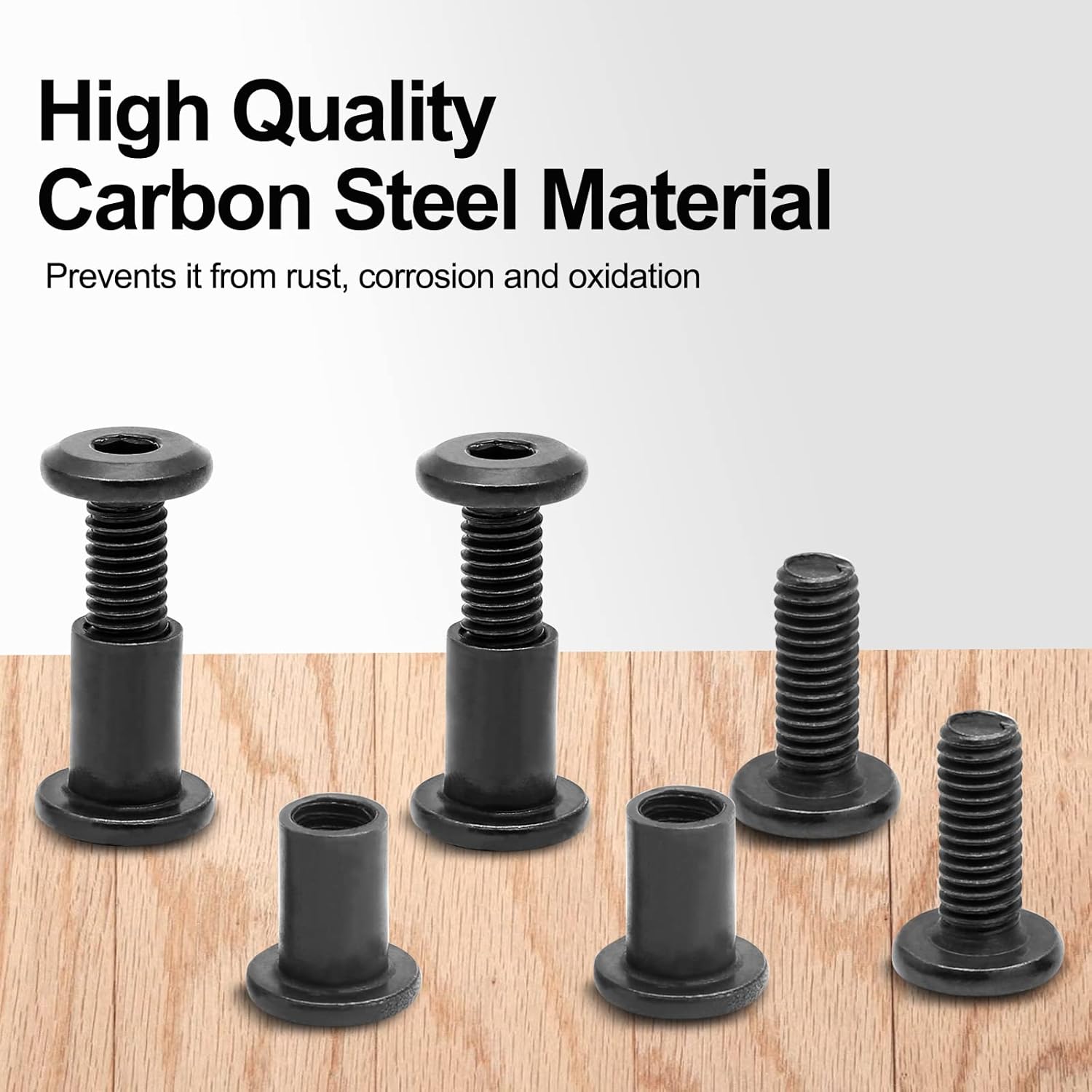 Bonsicoky Juego de 12 tornillos hexagonales M6x20mm con 1 llave hexagonal, tornillos negros para cuna, kit surtido de tuercas para accesorios de