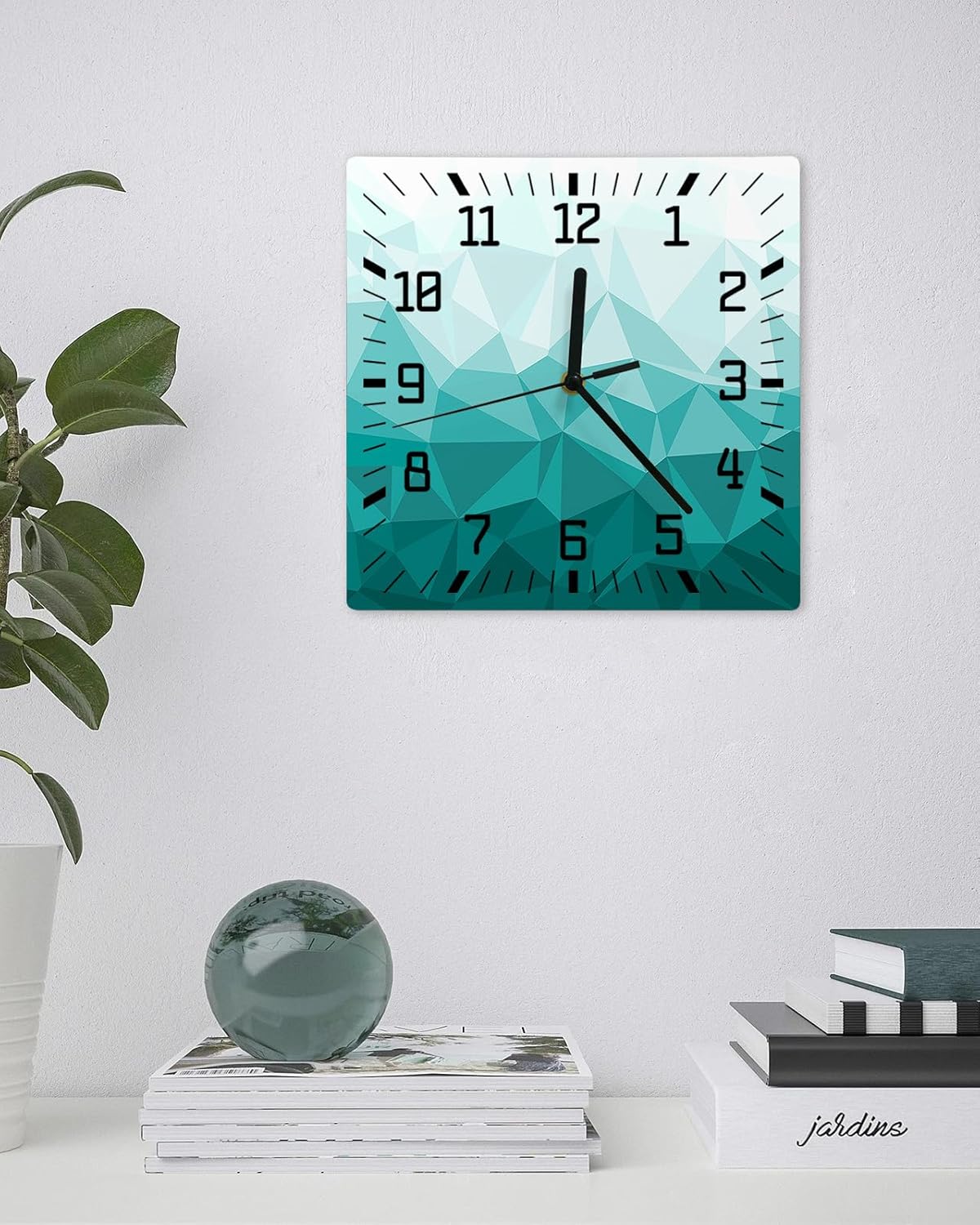 Reloj de pared cuadrado geométrico irregular, silencioso, sin tictac, funciona con pilas, reloj de madera para el hogar, sala de estar, oficina,