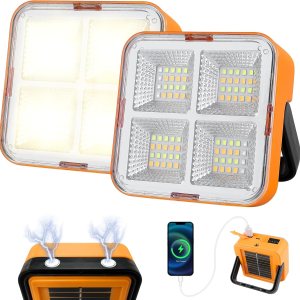 Luz solar portátil LED de trabajo, 2 piezas de 50 W, 400 lm (equivalente a 100 W) recargable de 80 LED, luz magnética con 4 modos de luz para fallo Luz solar portátil LED de trabajo, 2 piezas de 50 W, 400 lm (equivalente a 100 W) recargable de 80 LED, luz magnética con 4 modos de luz para fallo