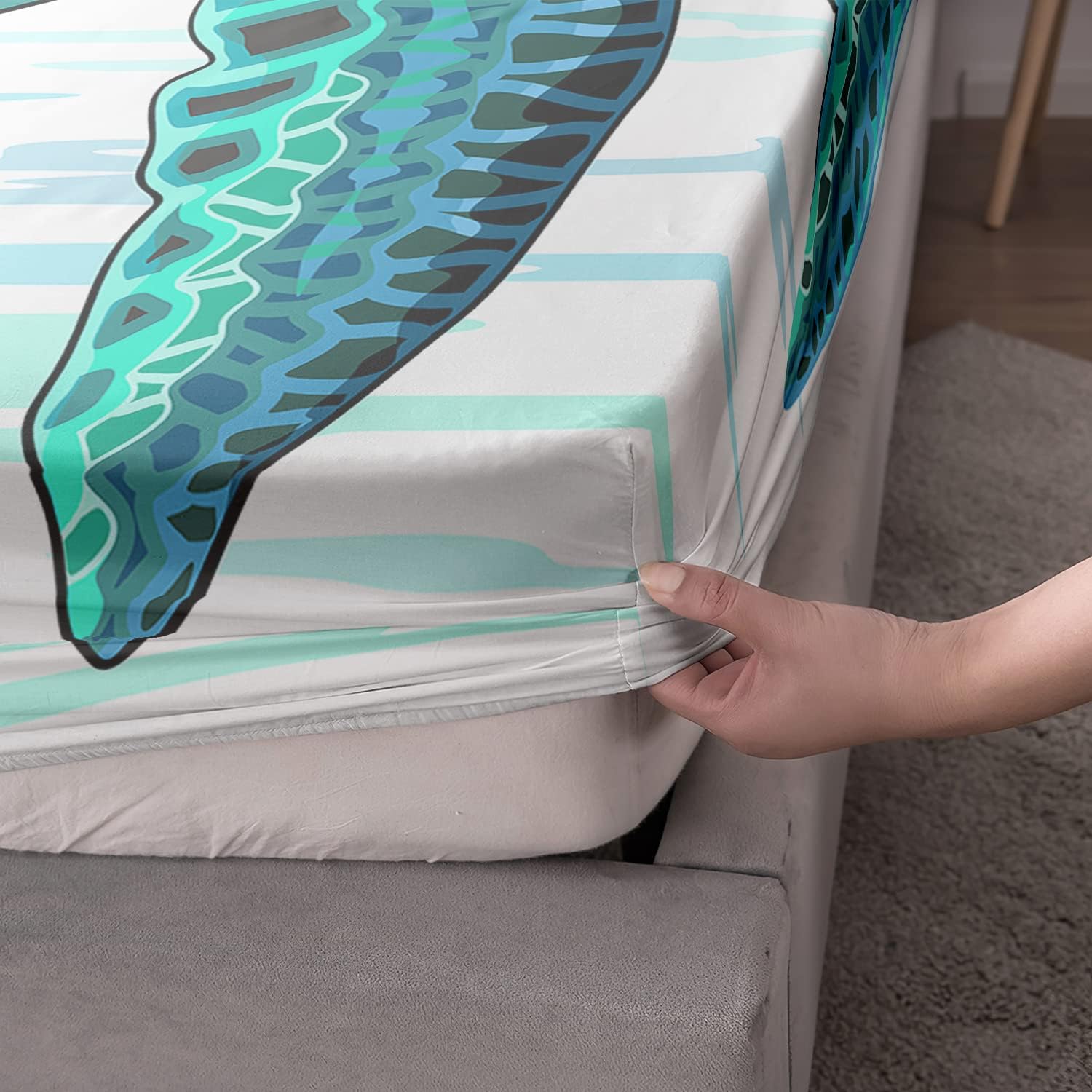 CVHOUSE Juego de sábanas bajeras de tortuga marina, tamaño matrimonial, juego de ropa de cama de tortuga para niños y niñas, 1 sábana encimera y 1