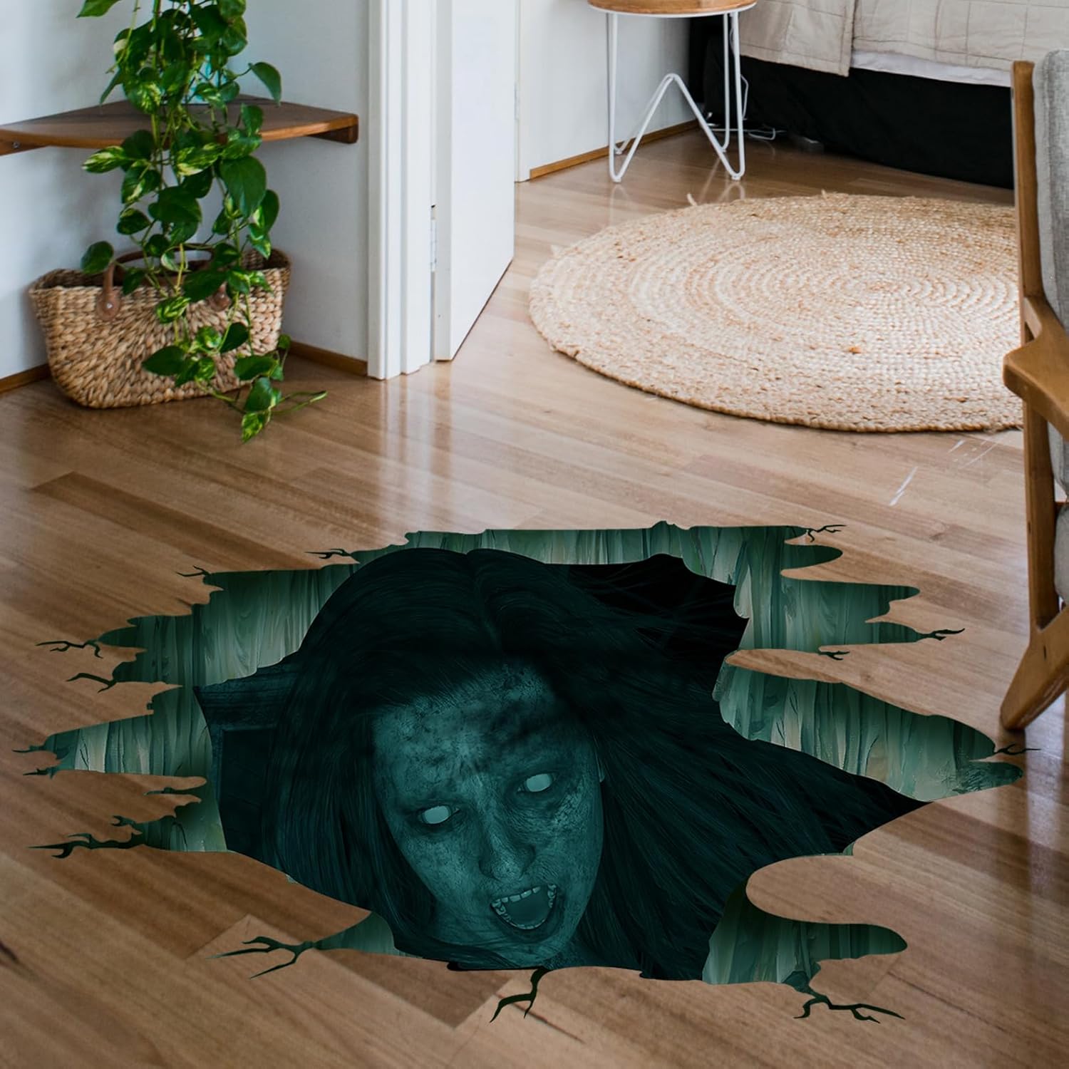 Eutecado Calcomanías 3D de pared de Halloween, diseño de fantasma ciego, rascador, calcomanías de pared para bar, pub, decoración del hogar, murales