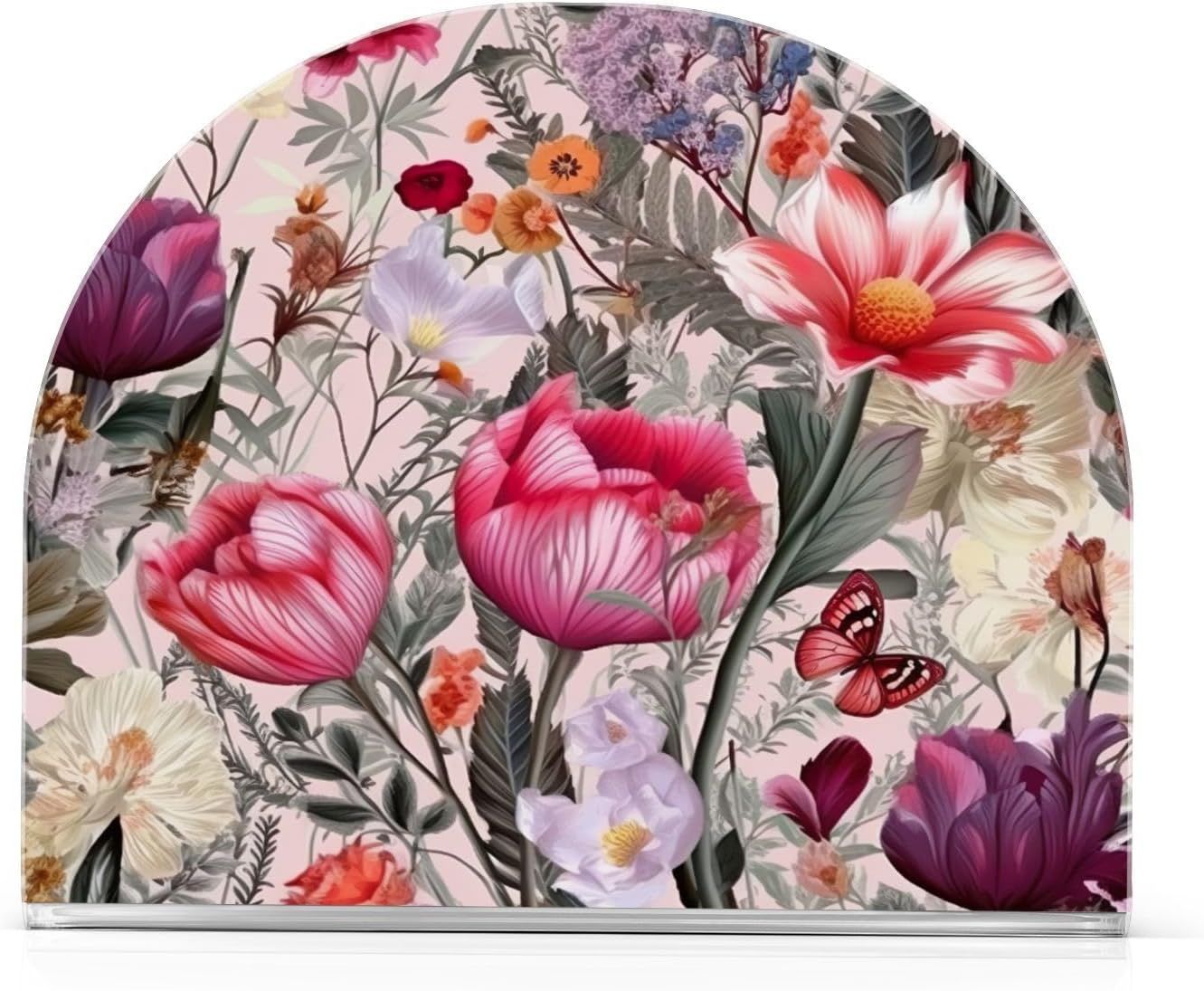 Napkin Holder Rustic Floral Butterfly Napkin Holders for Tables, Clear Acrylic Napkin Holders Cocktail Napkin Holder for Kitchen Restaurant Bar Home