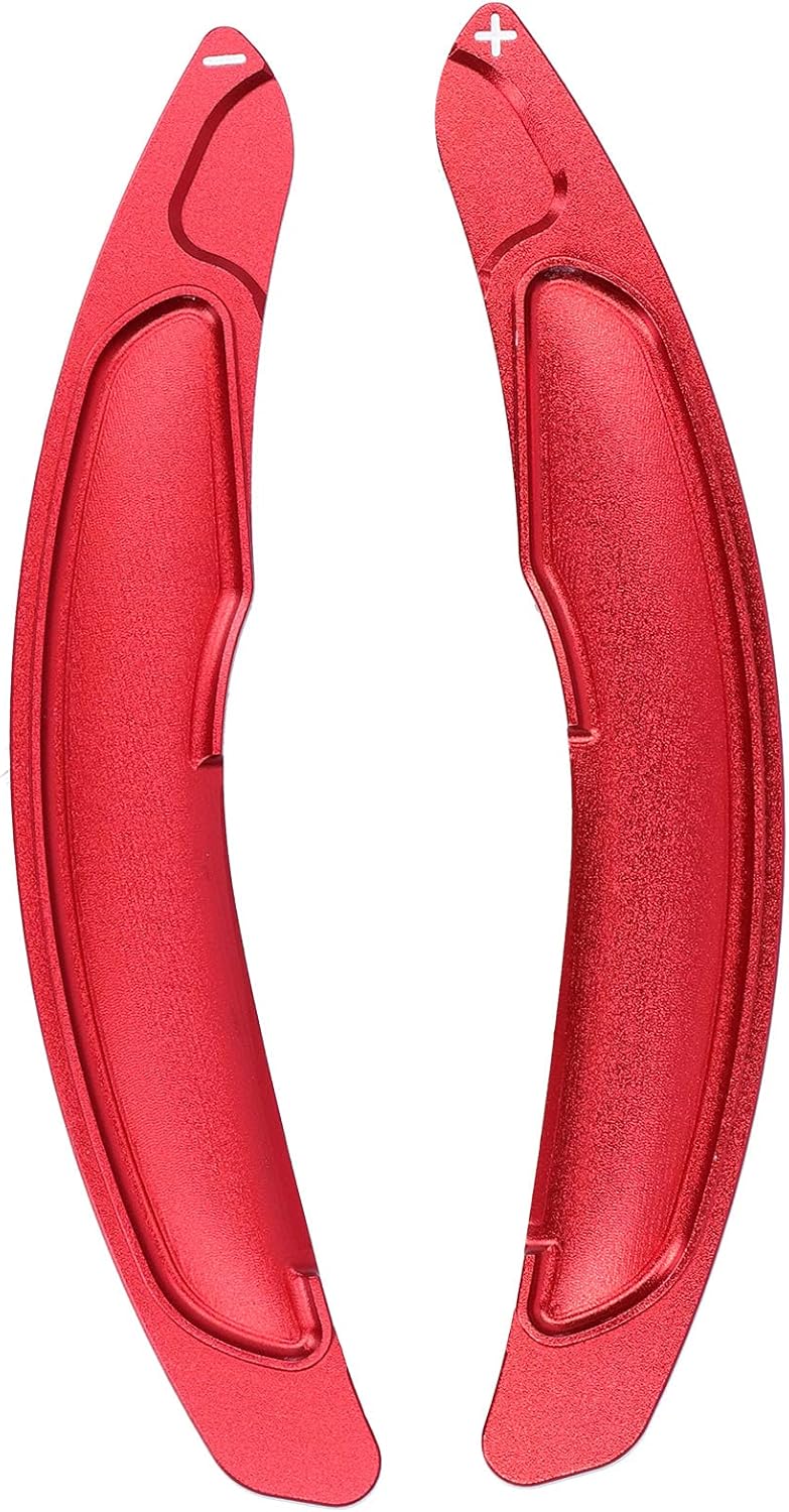 Qiilu Extensión de palanca de cambios para volante, hoja de cambio de volante de aleación de aluminio, color rojo, decoración extendida para
