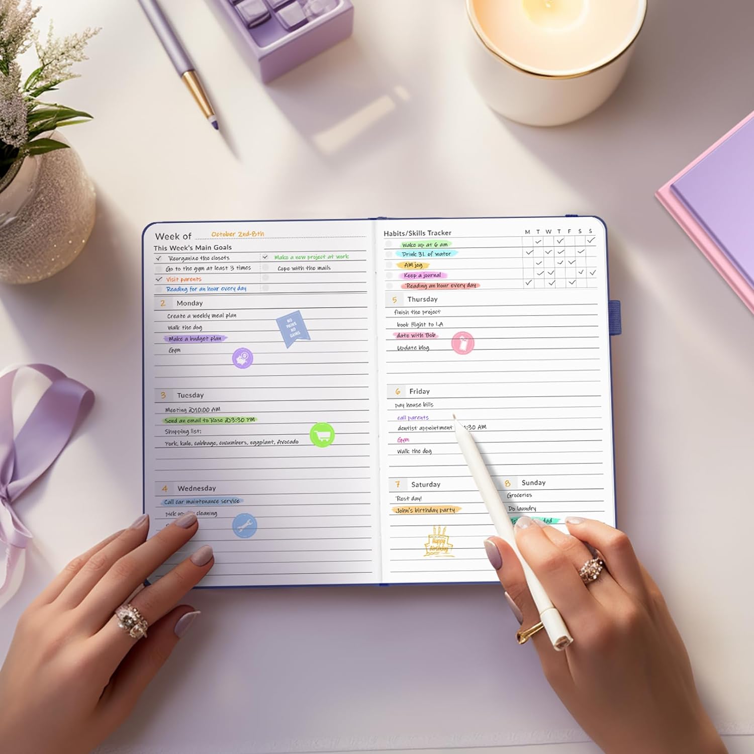 Forvencer – Agenda semanal y mensual simplificada para 2024, agenda semanal y mensual simplificada, lindo cuaderno organizador diario, diario para