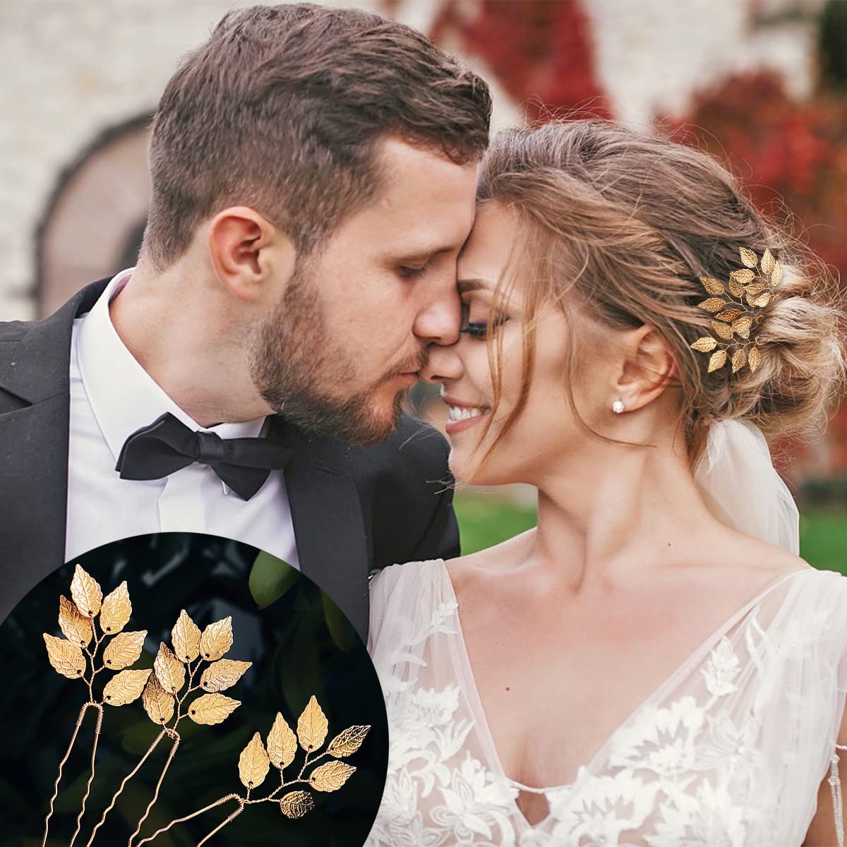 6 horquillas para el pelo de boda para novia, hoja dorada, perlas de cristal, pinzas para el cabello, accesorios vintage para el cabello, joyería