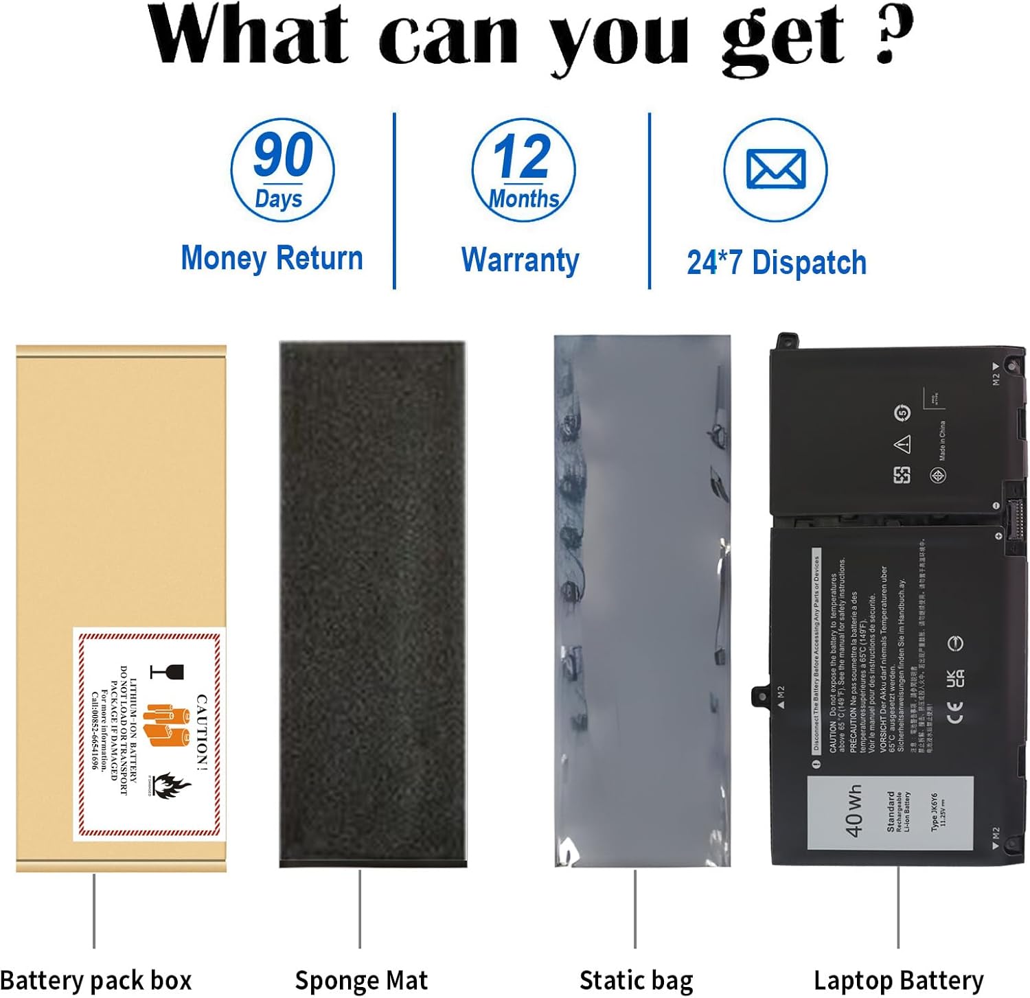 JK6Y6 40WH – Batería de repuesto Dell para Dell Inspiron 5301 5401 5501 5300 5402 5406 5408 5508 5409 5509 5400 7405 7300 7306 7500 7506 2 en 1