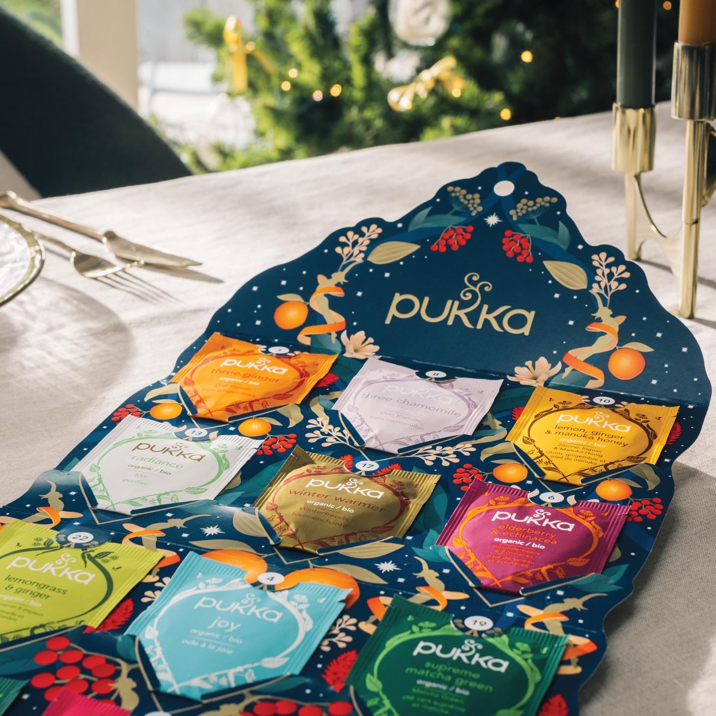 Pukka Regalo de té, calendario de Adviento de té orgánico 2023, 24 bolsas de té