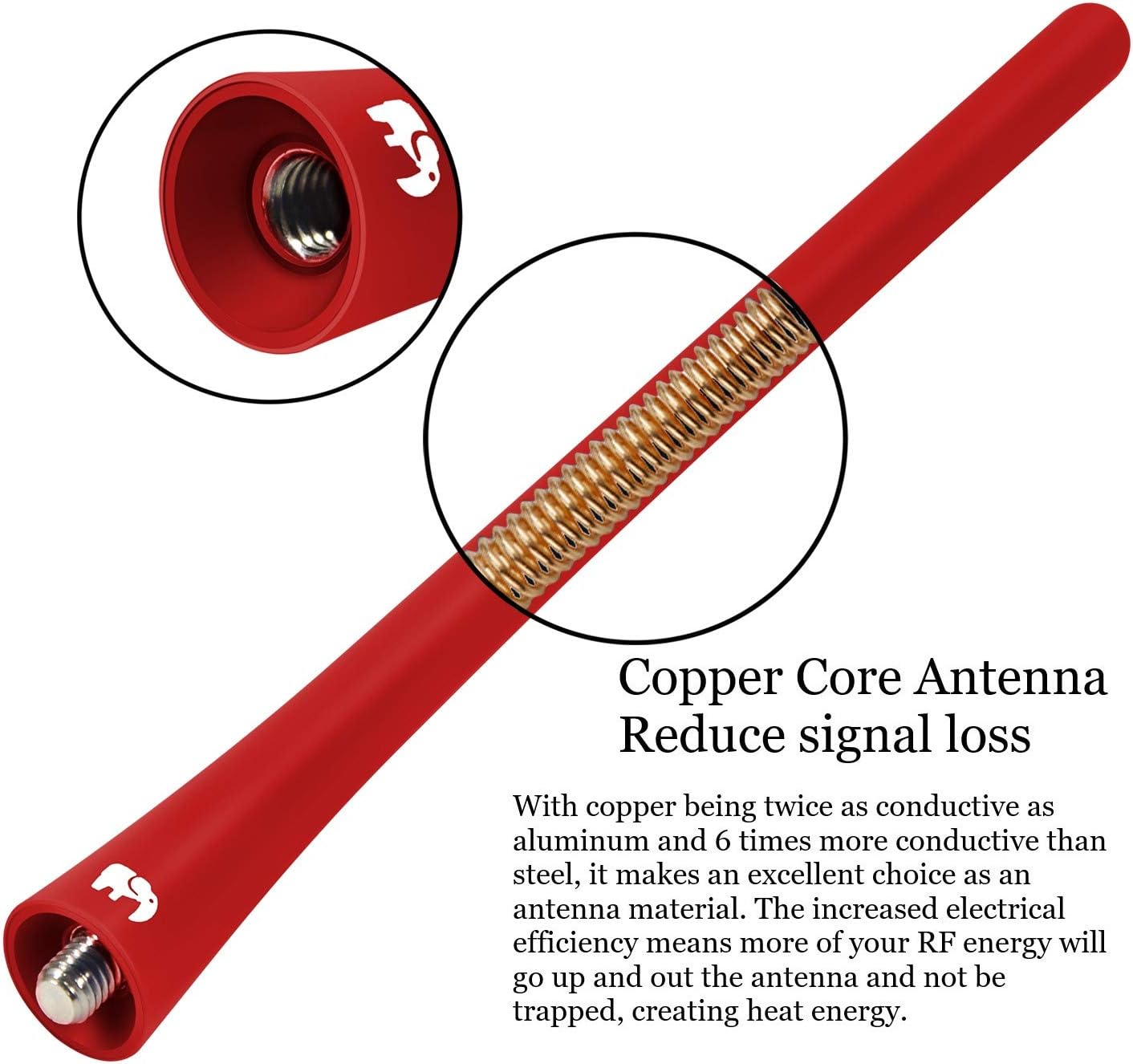 Antena de goma flexible de 7 pulgadas, compatible con Kia – Soul (2008-2019), Rio (2001-2024), Rondo (2007-2024), Mohave Borrego (2008-2019), Forte