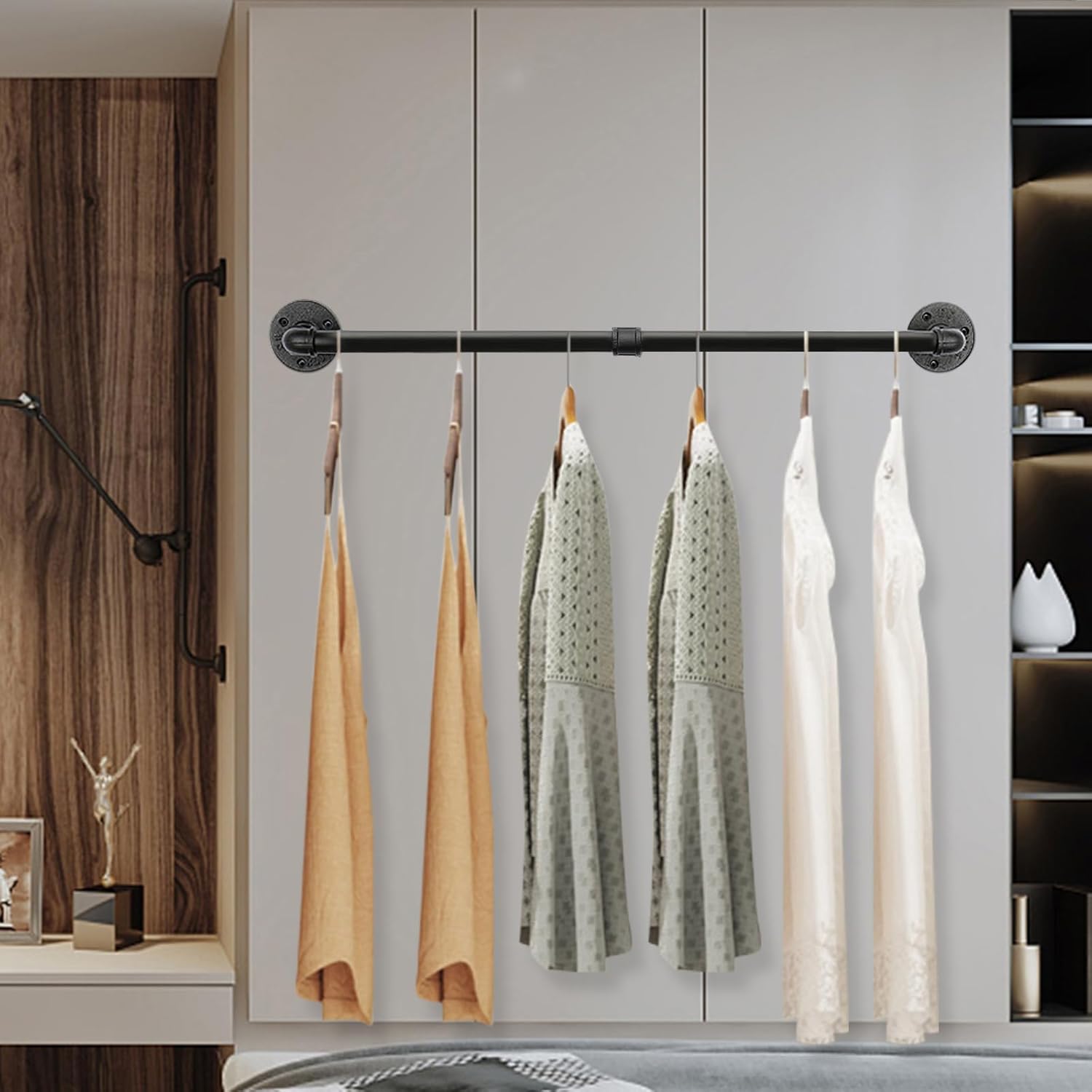 NearMoon Toallero industrial de tubería, accesorio de toallero de baño resistente, montaje en la pared, soporte para toallas de baño de hierro