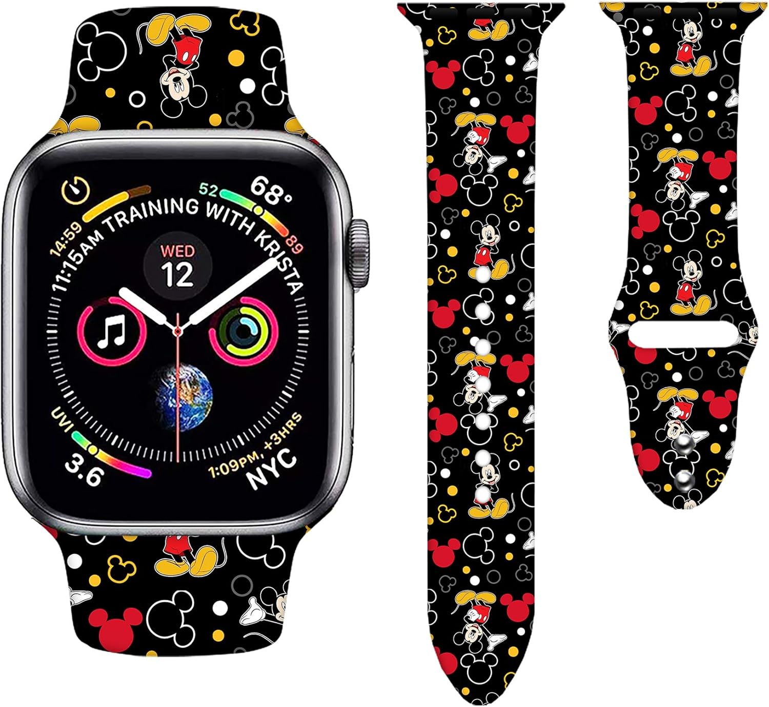 Correa deportiva de dibujos animados compatible con Apple Watch Band de 1.496 pulgadas, 1.575 pulgadas, 1.614 pulgadas, 1.654 pulgadas, 1.732