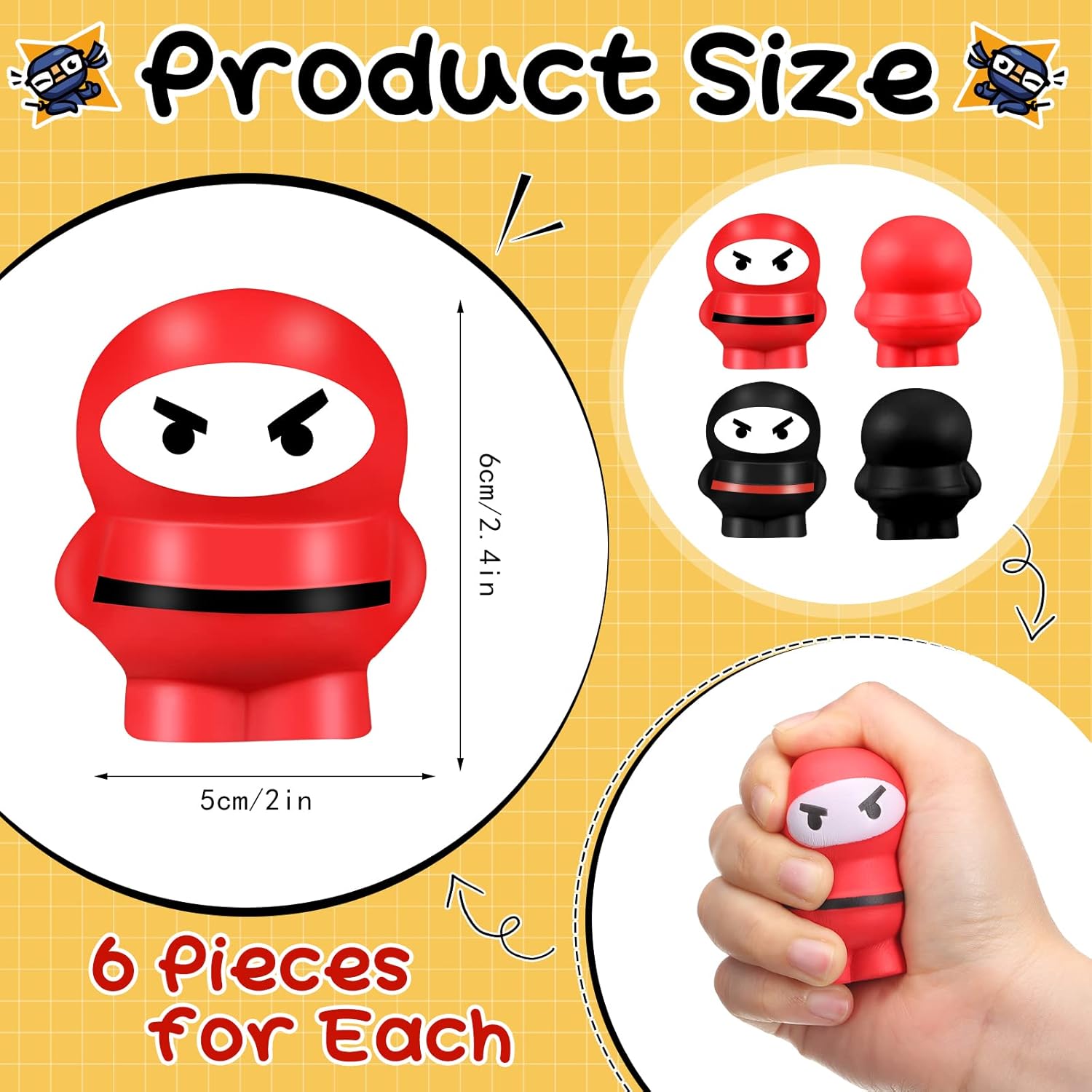 12 piezas de bolas ninja para el estrés, figuras de guerreros y luchadores, regalos de fiesta ninja, juguetes para el estrés, juguetes ninja suaves