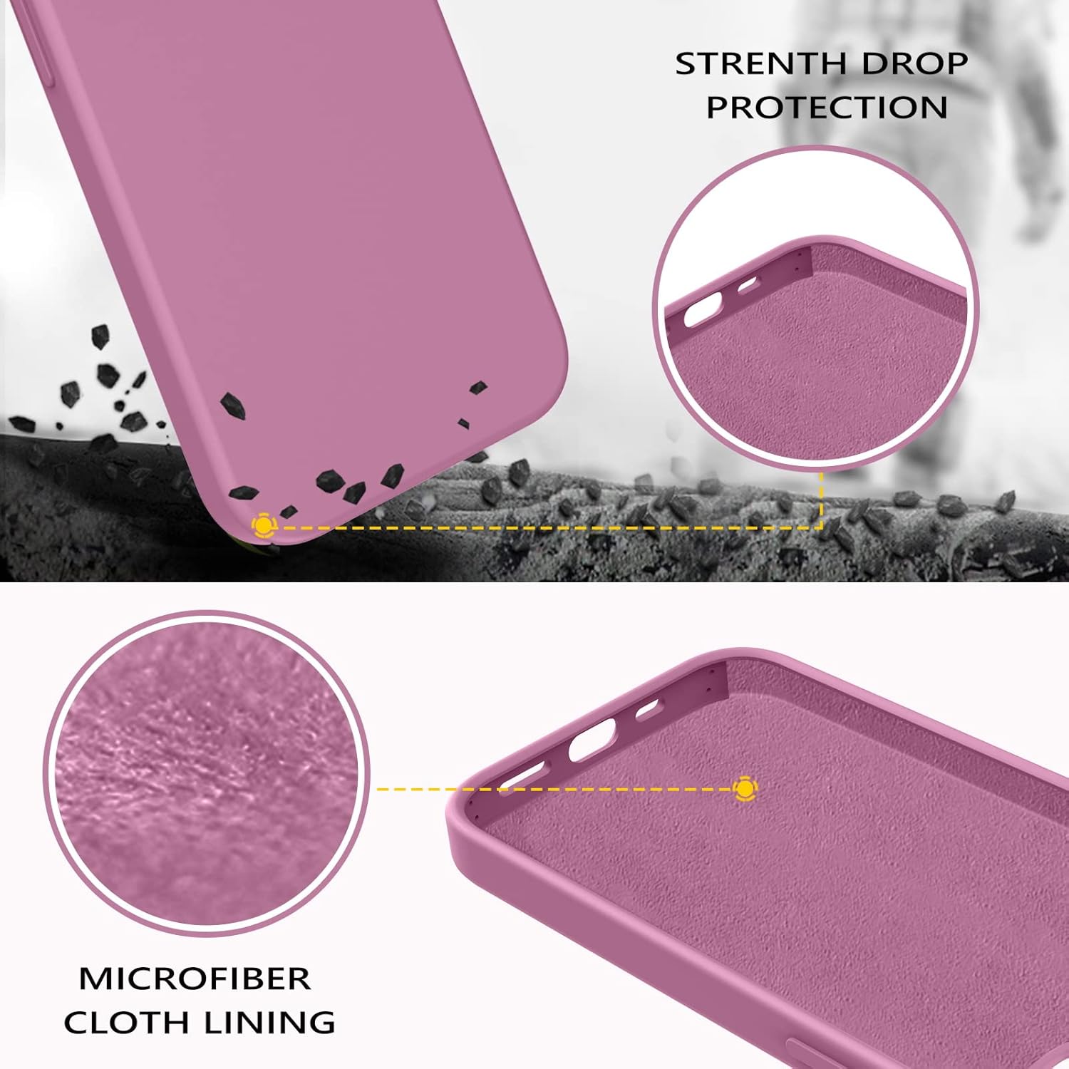 GUAGUA Funda compatible con iPhone 13 Pro Max de 6.7 pulgadas de silicona líquida de gel suave, forro de microfibra delgada, textura de cojín, funda
