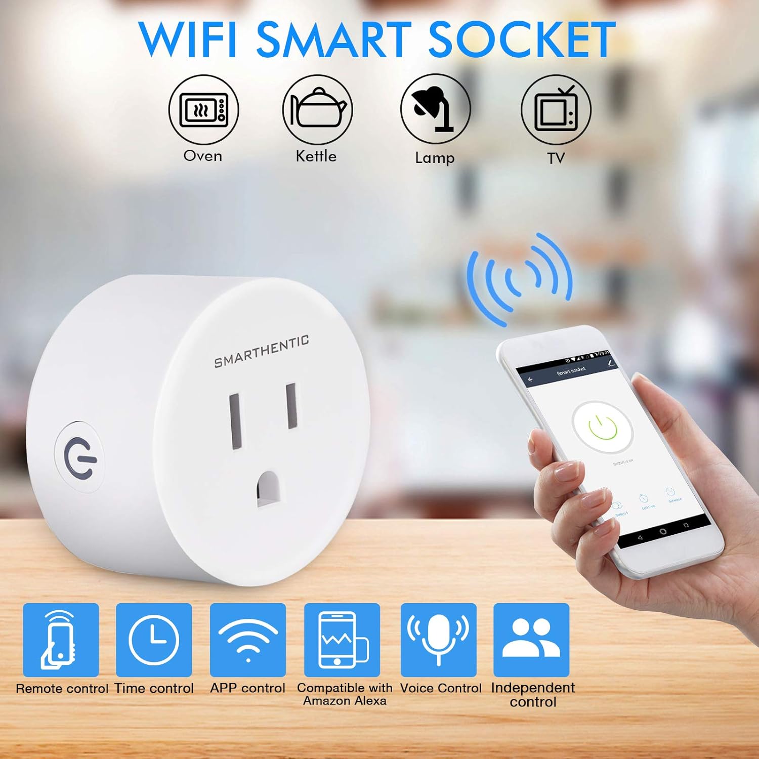 Temporizadores de luz inteligentes programables para interiores, interruptor de luz WiFi, Tienda Alexa Google Home Voice, aplicación y control