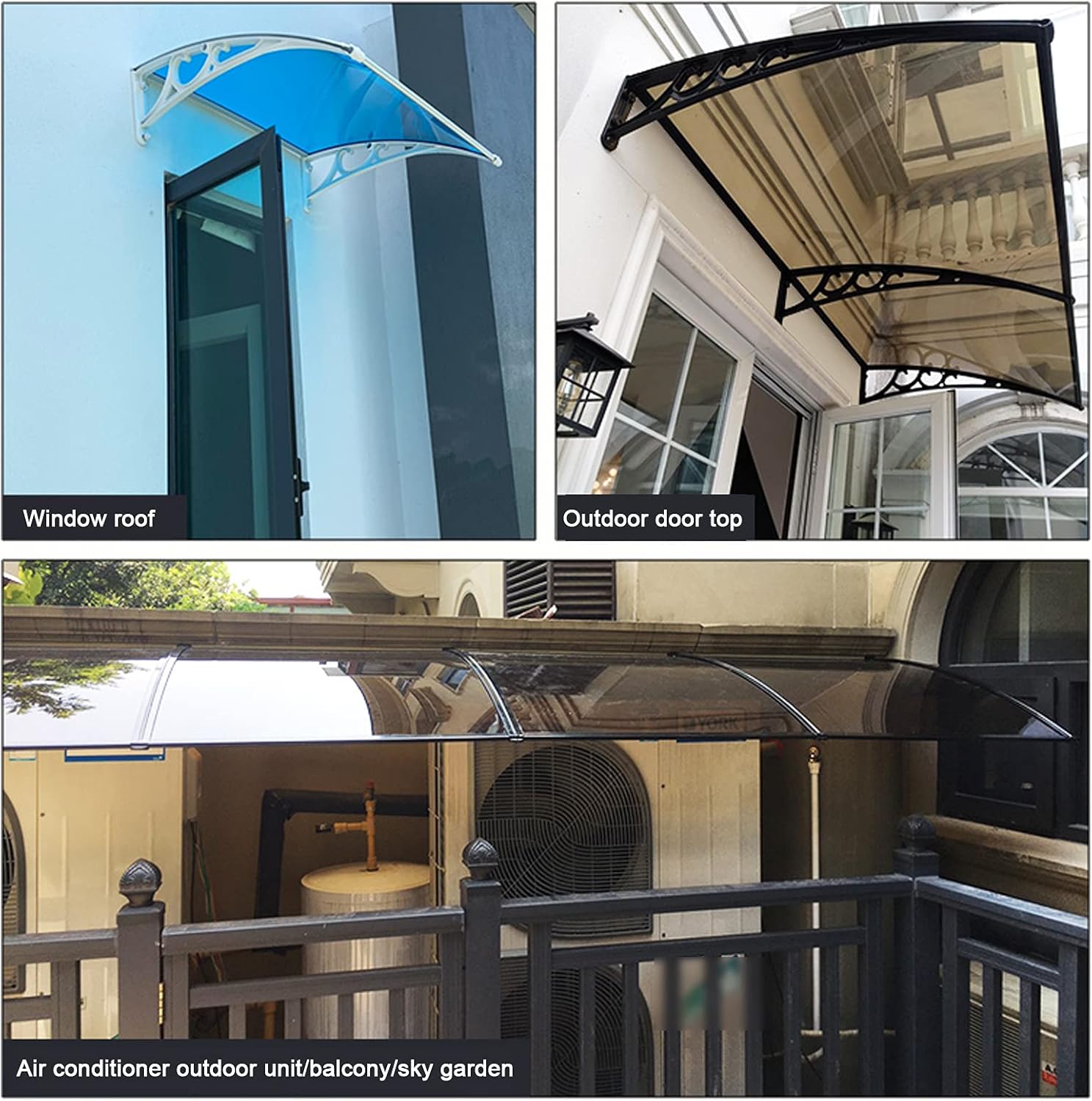 Lavabo grande transparente con protección UV para puerta delantera, toldo de jardín, porche, patio, parasol para exteriores, cubierta de