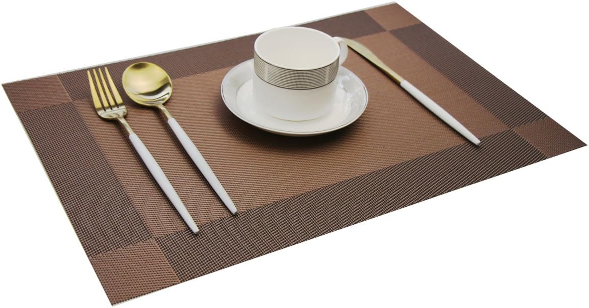 Bright Dream – Manteles individuales en PVC lavables y fáciles de limpiar para mesa de cocina, resistentes al calor y manteles de vinilo tejido.