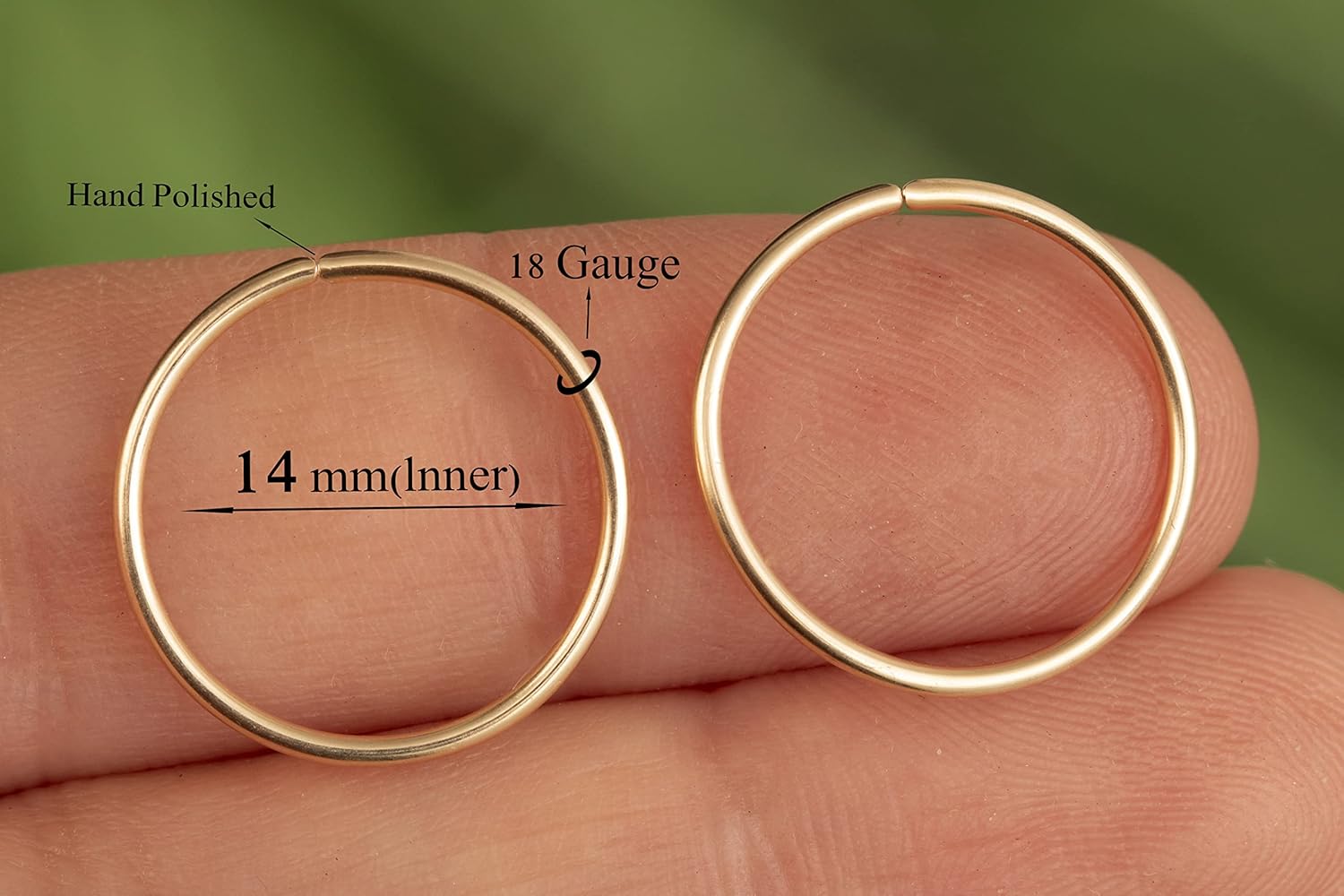 Set Of Two Gold Huggie Hoop Earrings for Women – 14K Gold Filled Lobe Hoop Jewellry, 18G Gold Earrings (Gold, 14mm 18 gauge  1 pair)
