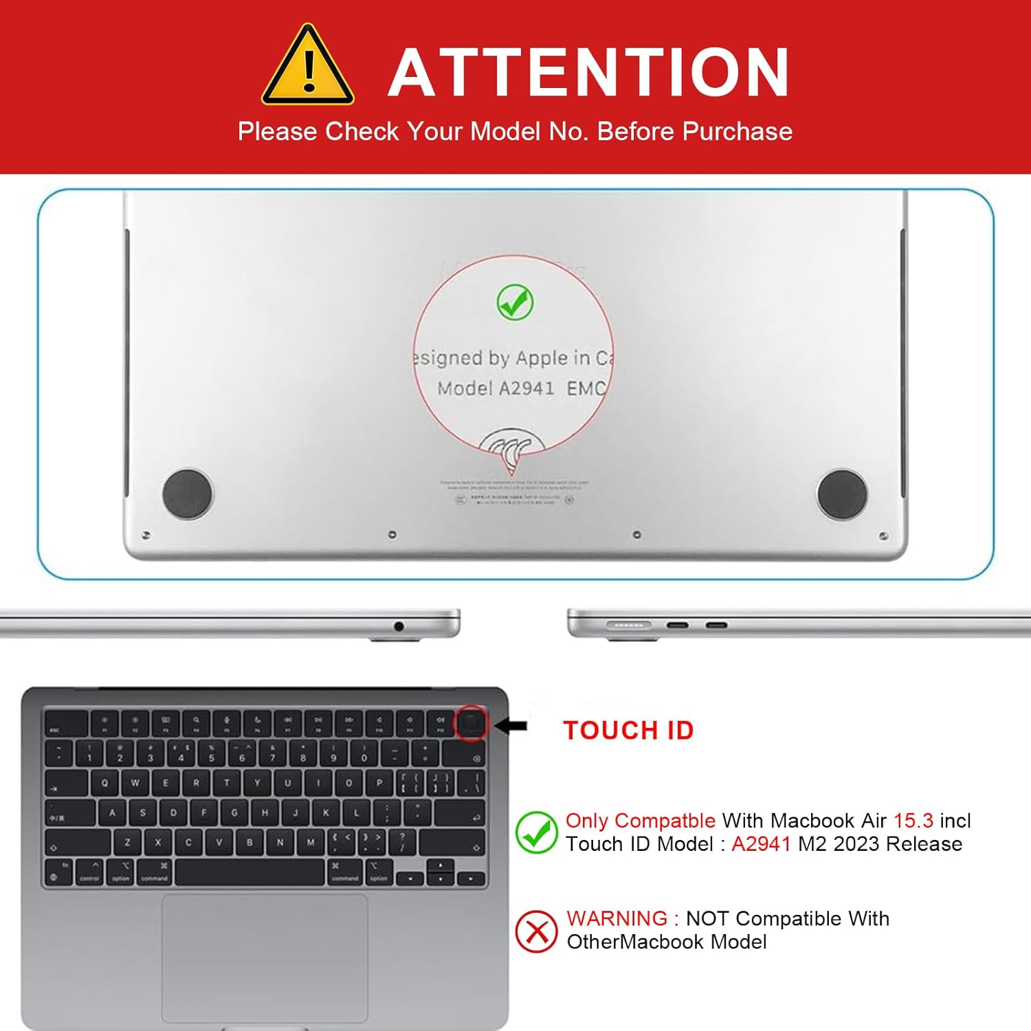 iCasso Funda compatible con MacBook Air de 15 pulgadas 2024 2023 M3 M2 Chip modelo A3114 A2941 con pantalla de retina líquida, carcasa rígida de