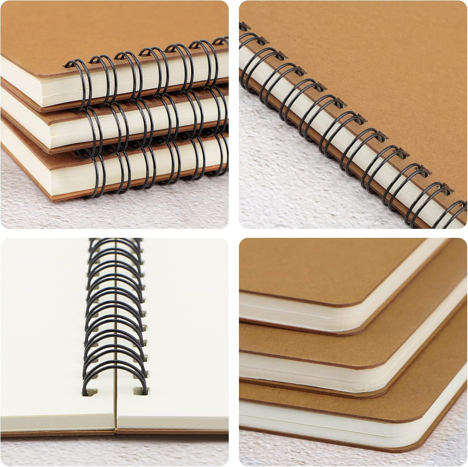 EUSOAR – Cuaderno en espiral de tapa dura, tamaño A5, paquete de 3 cuadernos de 5.5 x 8.3 pulgadas, cuaderno de bocetos en espiral de papel de