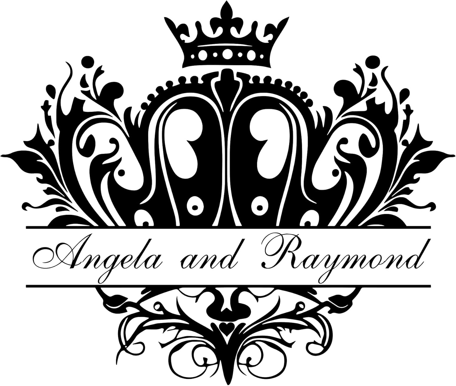 Pegatina de Vinilo Personalizada para Piso y Pared de Boda con Nombres Personalizados y Diseño de Corona – Adhesivo Versátil para Pista de Baile de