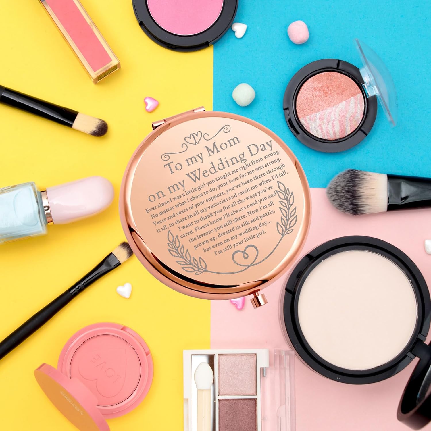 WSNANG Regalos de boda para mamá a mamá en mi día de boda, espejo de maquillaje para madre de la novia, regalo de recuerdo de boda (para mamá espejo)