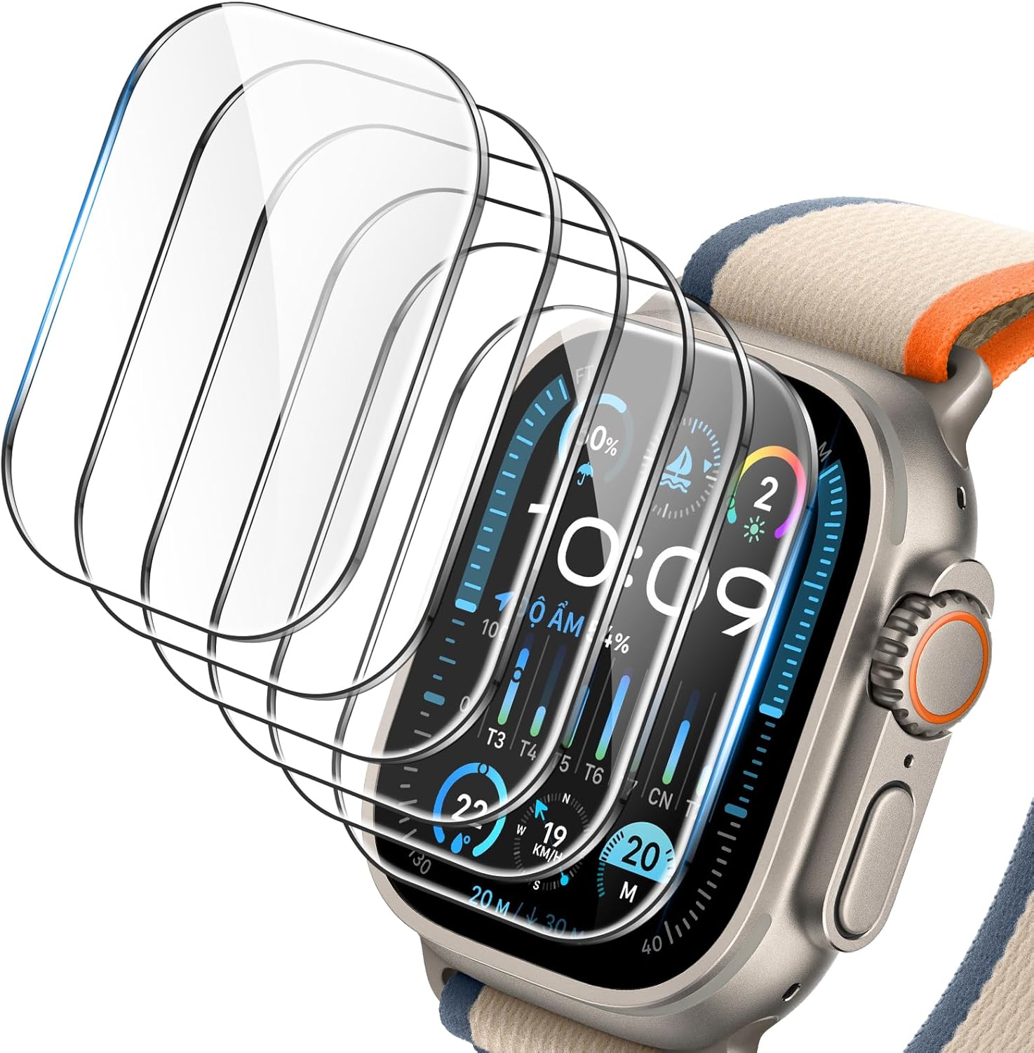 LK Paquete de 6 protectores de pantalla para Apple Watch Ultra 2 de 1.929 in  Apple Watch Ultra herramienta de instalación incluida sensible al