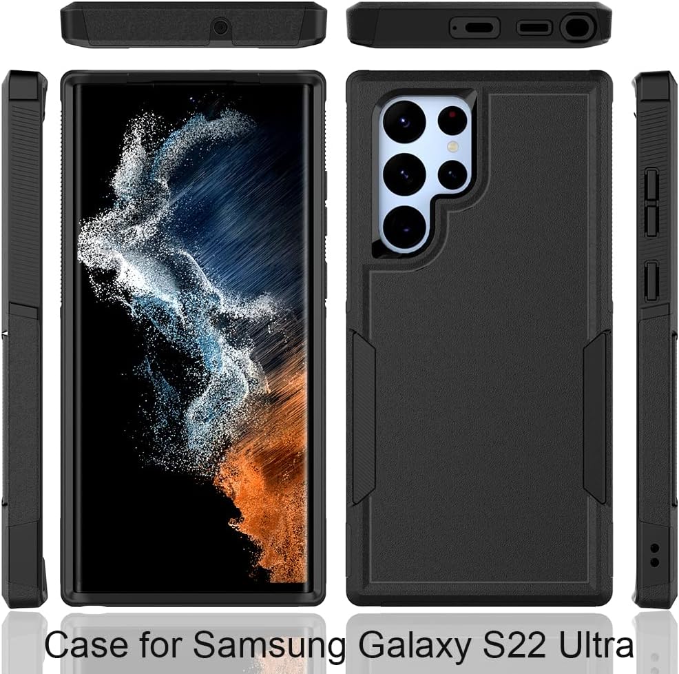 Funda para Samsung Galaxy S22 Ultra – Funda protectora a prueba de golpes, fuerte y duradera, color negro
