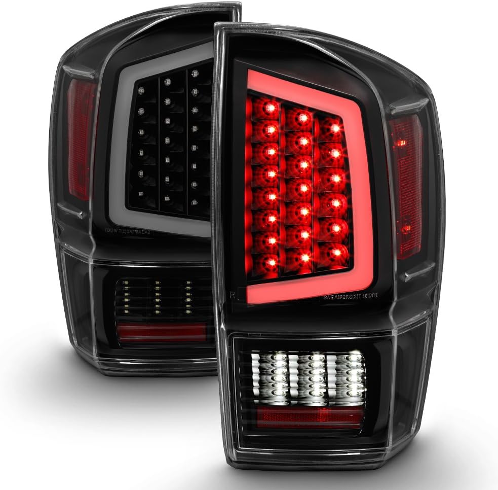 ACANII – Para Toyota Tacoma 2016-2023, tubo de luz LED completo, luces traseras ahumadas, color negro, lámparas de freno, lado del conductor y del