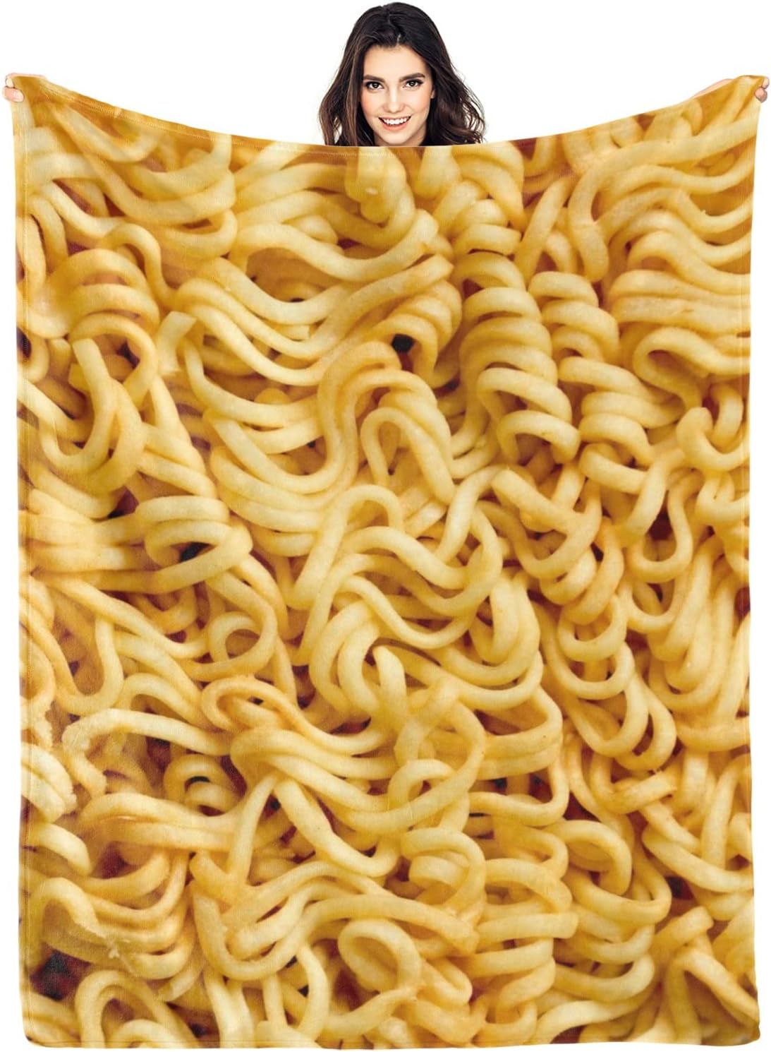 Ramen – Manta de sopa instantánea de fideos 3D, divertida, realista, ultra suave, de 50 x 40 pulgadas, para viajes, todas las estaciones, cama,