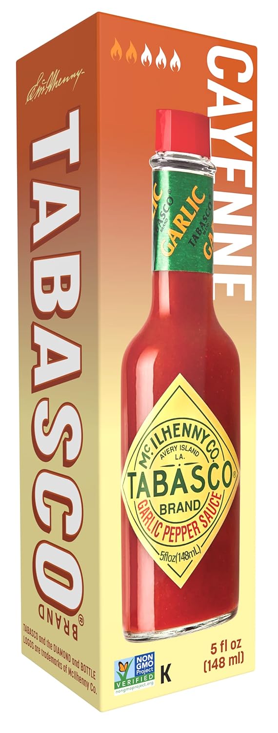 TABASCO Brand Cayenne – Salsa de pimienta y ajo, 5 onzas (paquete de 12)