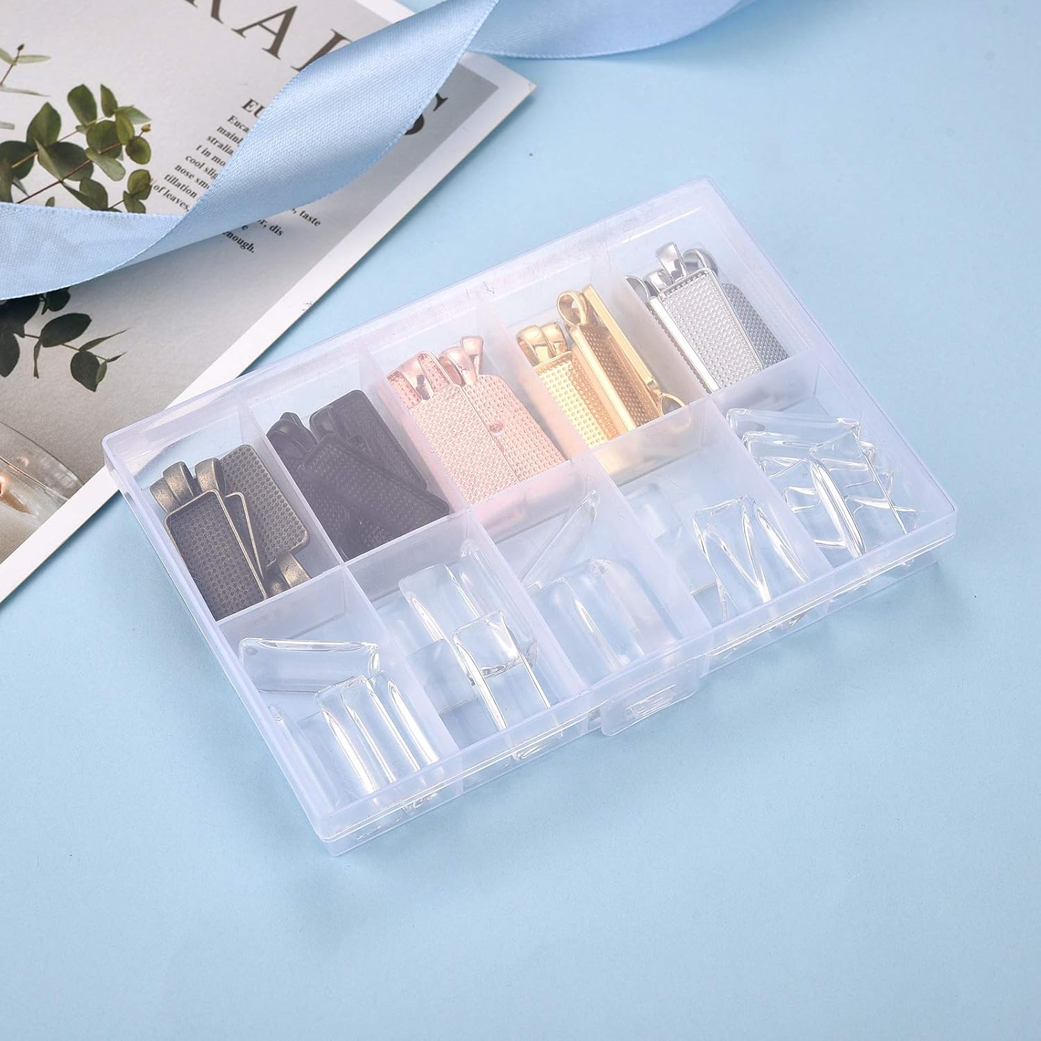 OBSEDE 50 piezas de pegamento en la bandeja colgante rectangular de cristal de cúpula de cristal kits para hacer joyas, collares, aretes, Scrabble,