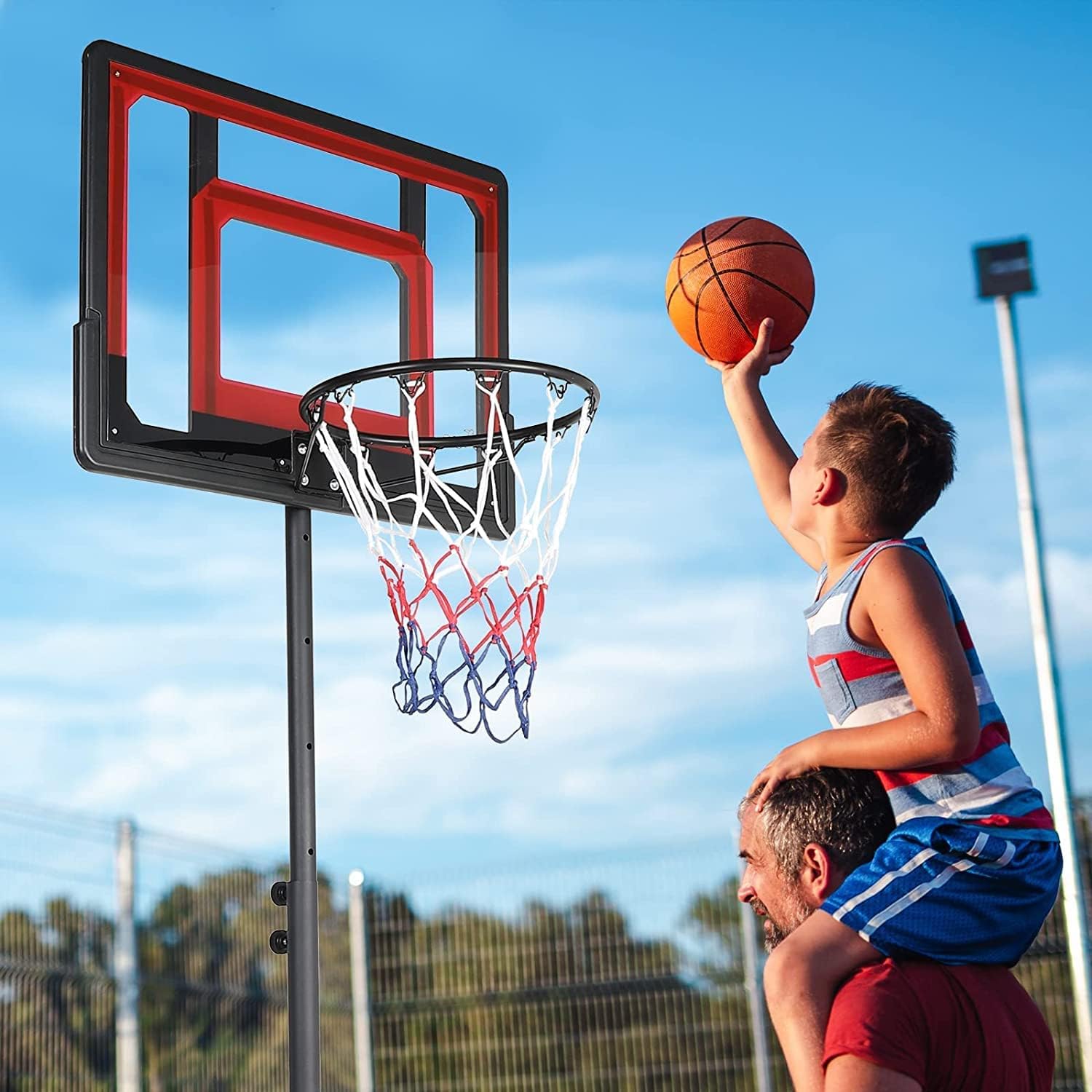 Basketball Hoop Outdoor Kids Basketball Goal,Height Adjustable&Protable Basketballl Count for Outdoor Sport