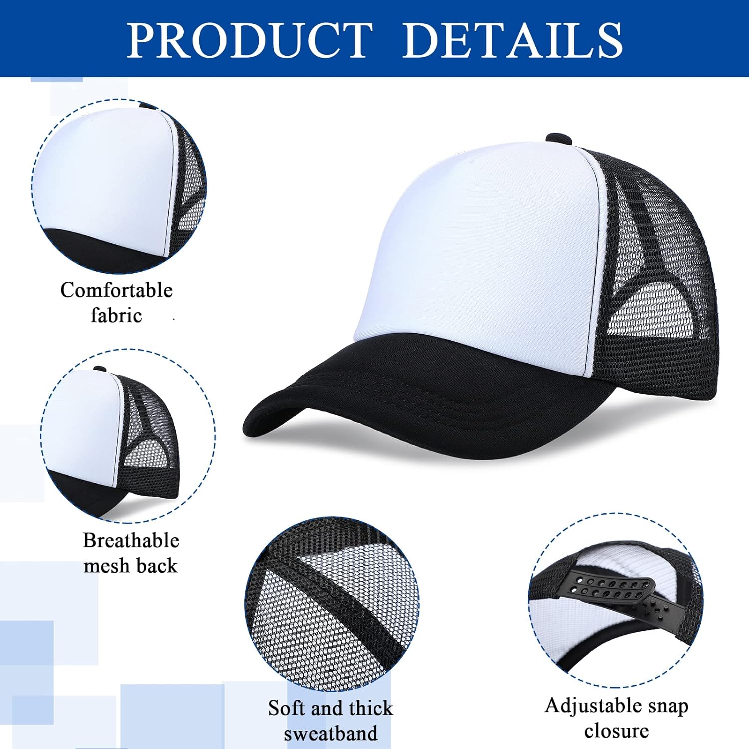 Gorra de béisbol unisex de malla en blanco ajustable lisa en blanco gorra de camionero para bordado de bricolaje impresión por sublimación
