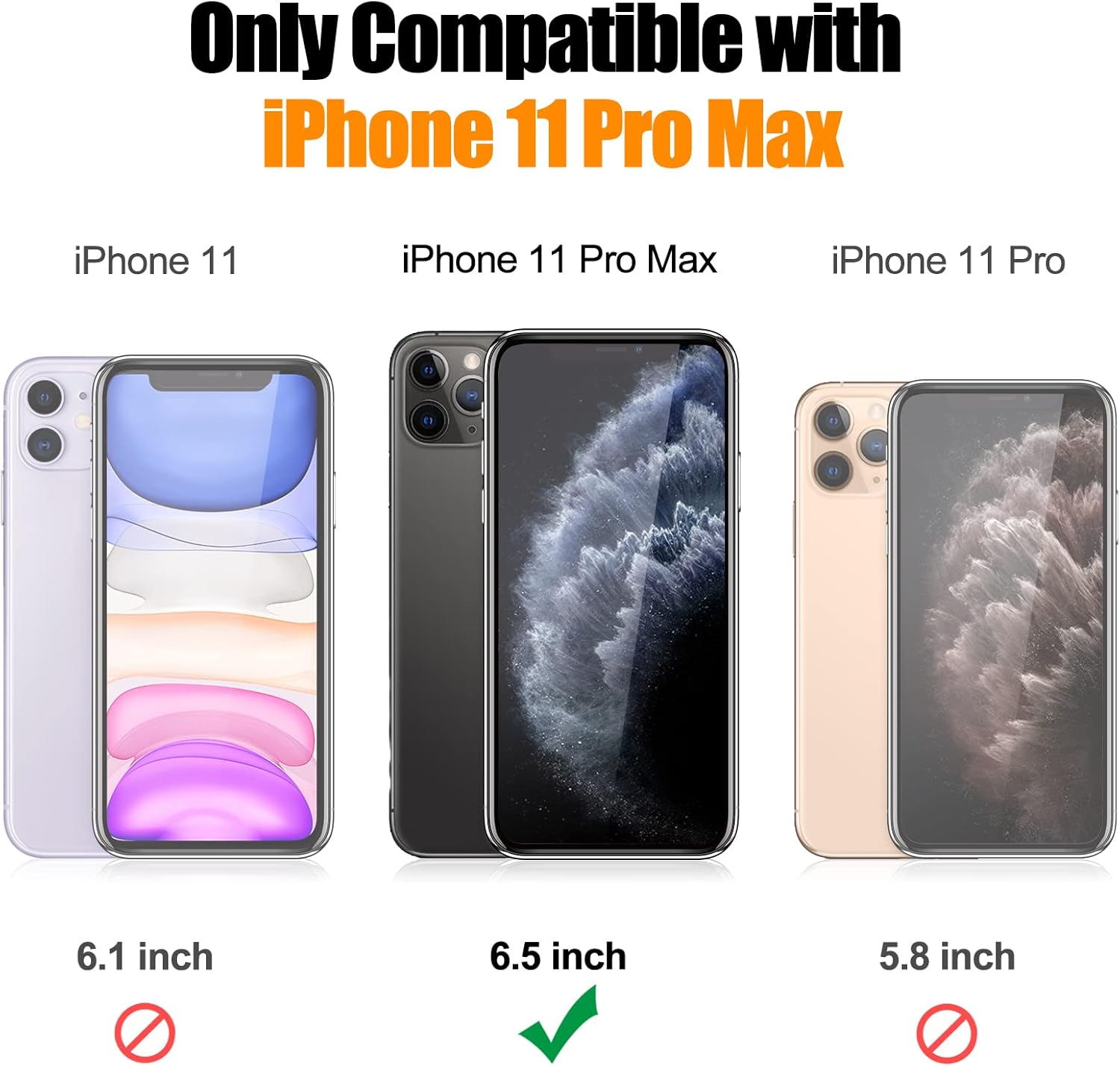 JAME Funda para iPhone 11 Pro Max con protectores de pantalla, 2 unidades, protección contra caídas de grado militar, a prueba de golpes, funda