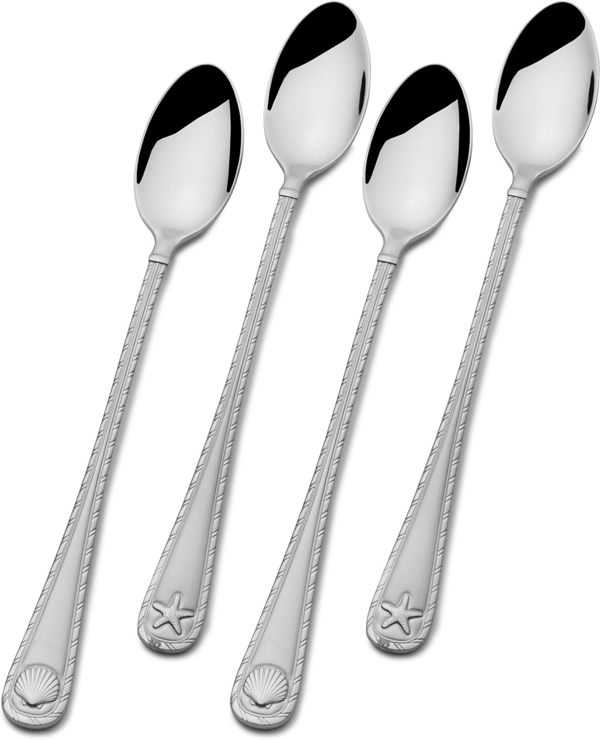 Towle Living Antigua Frost – Cucharas para bebidas heladas, 4 unidades, acero inoxidable
