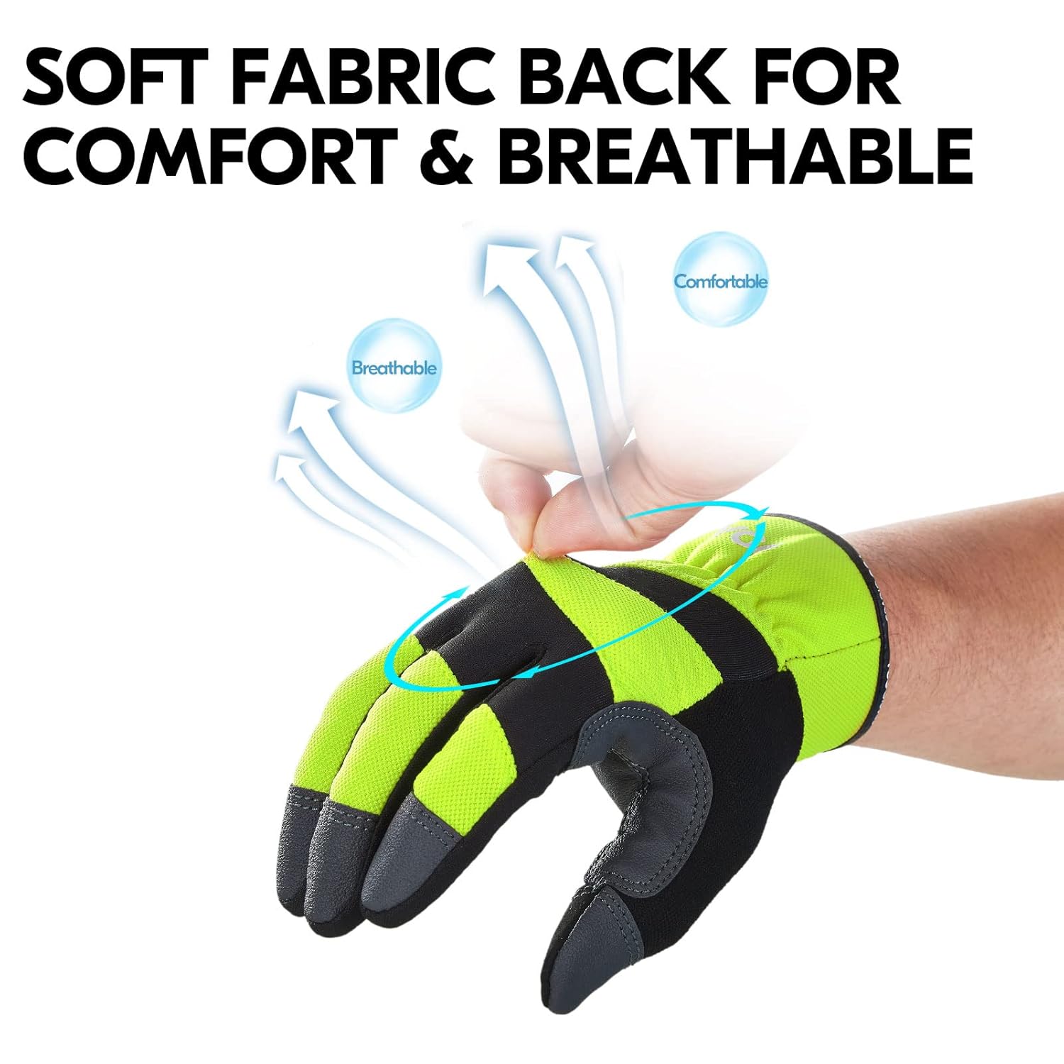 Vgo… 1 par de guantes de trabajo de seguridad, resistencia a la abrasión, guantes de mecánico, guantes de aparejo, ligeros (talla XL, verde,
