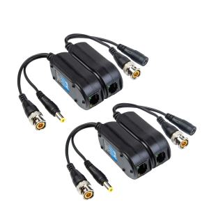 2 pares de adaptadores de vídeo pasivobalun de alimentación actualizados 1080P  5 MP BNC a RJ45 de larga distancia de red transceptor Cat5e  Cat6 a 2 pares de adaptadores de vídeo pasivobalun de alimentación actualizados 1080P  5 MP BNC a RJ45 de larga distancia de red transceptor Cat5e  Cat6 a