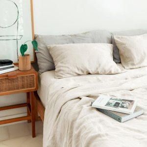 Baloo Pure French Linen Sheets  Juego de sábanas de avena (tamaño matrimonial)  Suave, premium, transpirable, fabricado con fibras naturales libres Baloo Pure French Linen Sheets  Juego de sábanas de avena (tamaño matrimonial)  Suave, premium, transpirable, fabricado con fibras naturales libres